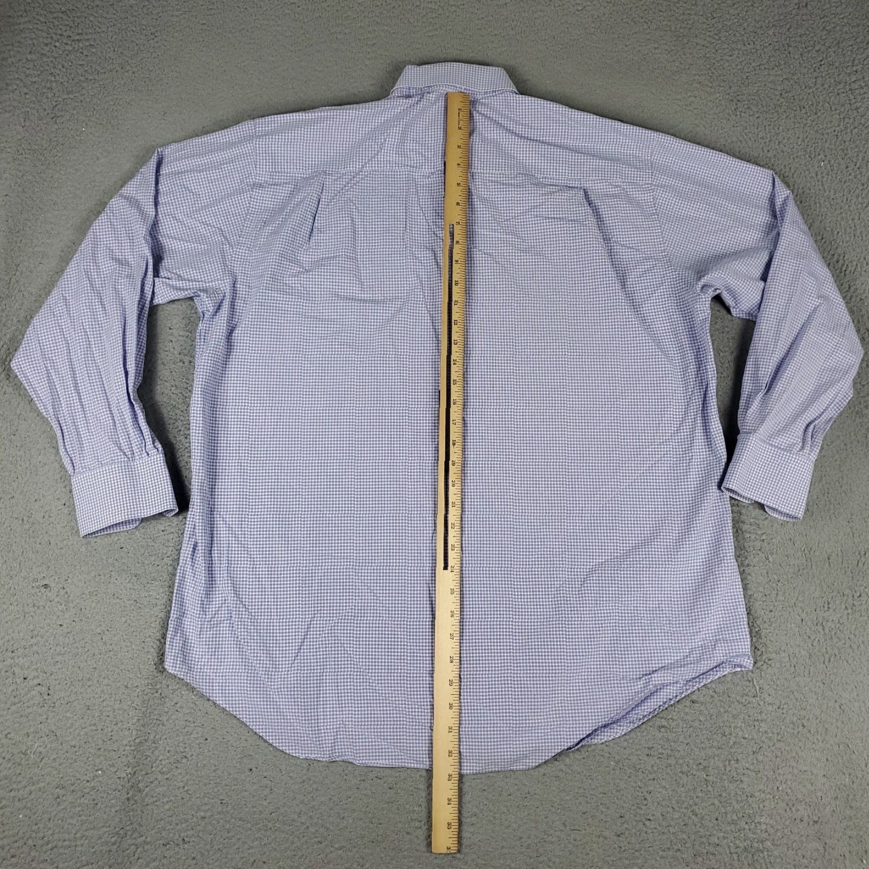 David Donahue David Donahue Dress Shirt Mens 17.5 Purple Check Long Sleeve Button-Up Cotton 100% Regular Fit Size 46R - 3 Thumbnail
