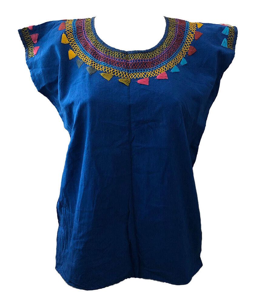 Designer Pre Owned Embroidered Blue Hand Made Blouse L Size L / US 10 / IT 46 - 1 Thumbnail