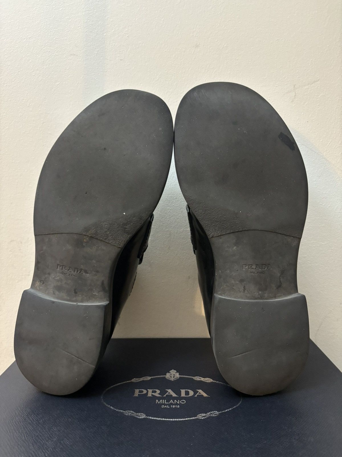 Prada Prada Triangle Logo Chocolate Brushed Patent Leather Loafers Size US 8 / EU 41 - 6 Thumbnail