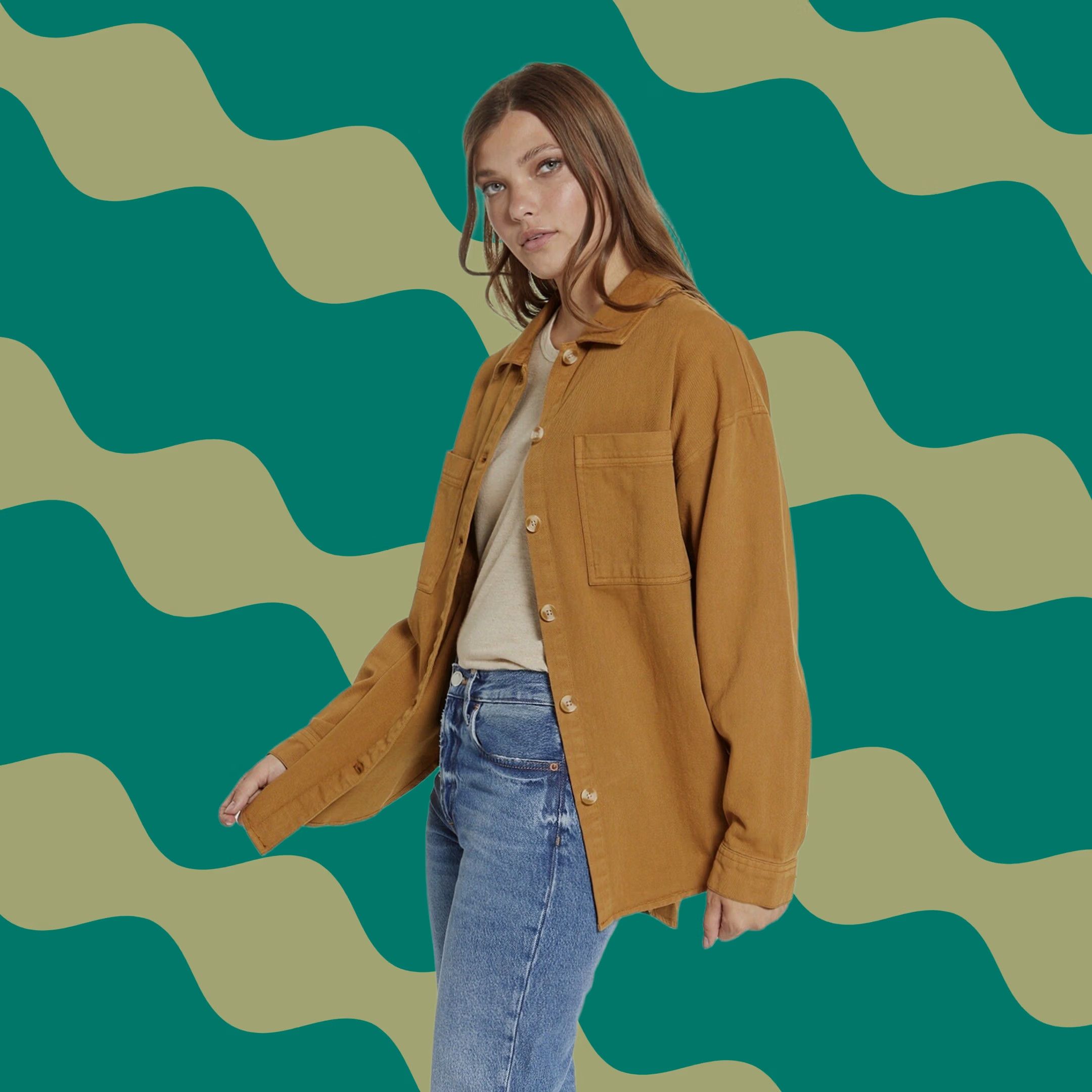 Vintage Thread & Supply Women Golden Brown Oversized Fletcher Denim Shirt Jacket L Size L / US 10 / IT 46 - 1 Thumbnail