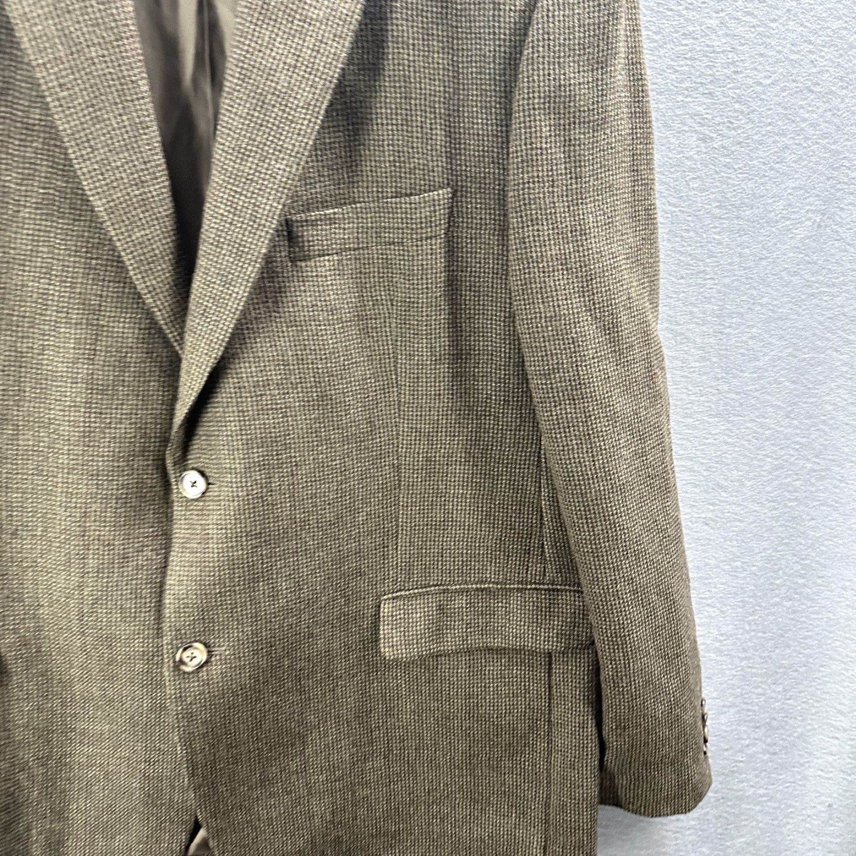 Ralph Lauren VINTAGE Ralph Lauren Sport Coat Blazer Mens 48 Houndstooth Tweed Beige 90s Preppy USA Mens Size 48R - 5 Thumbnail