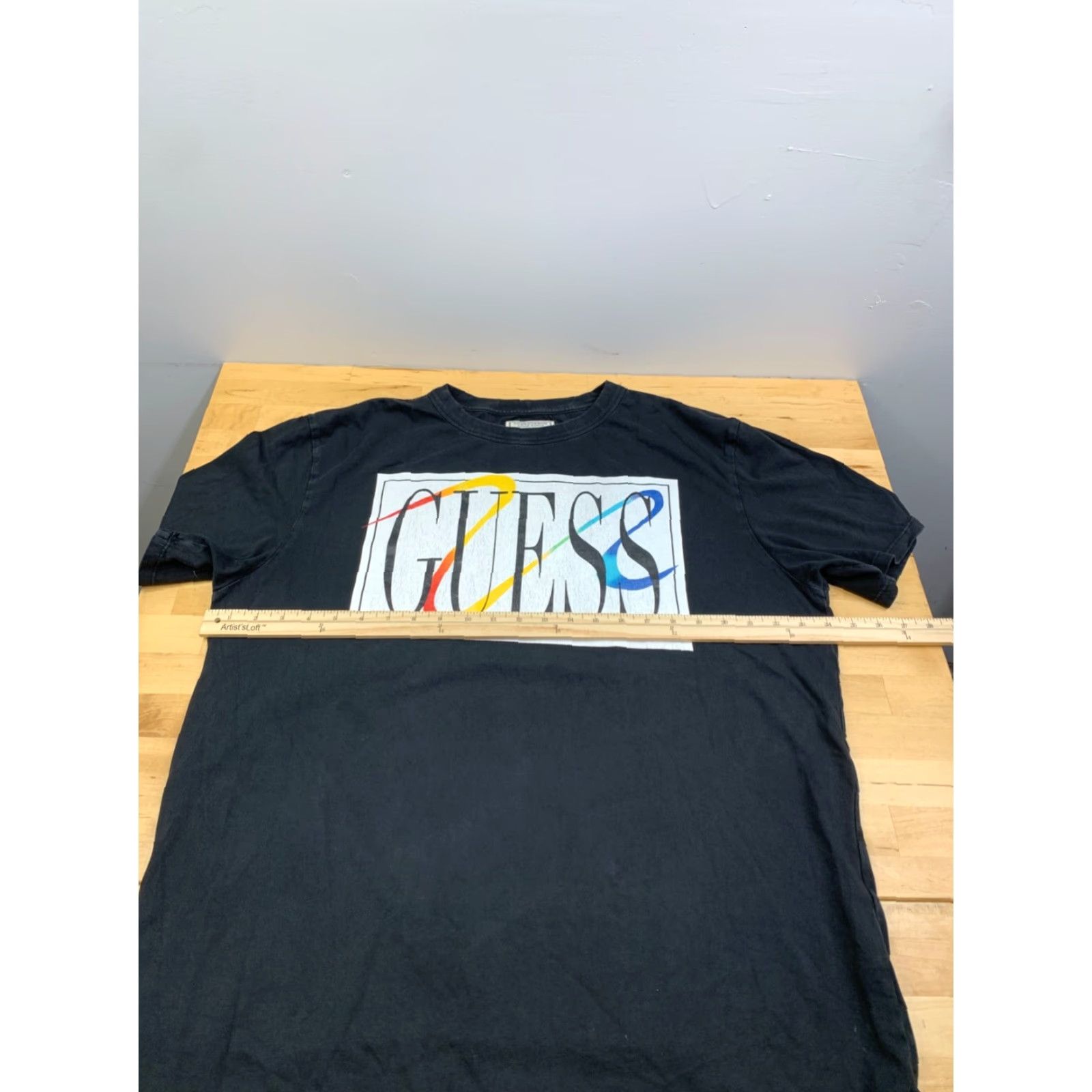 Guess VINTAGE GUESS SHIRT Mens L Black Oversize Box Logo Crew Neck 11430 Size US L / EU 52-54 / 3 - 4 Thumbnail