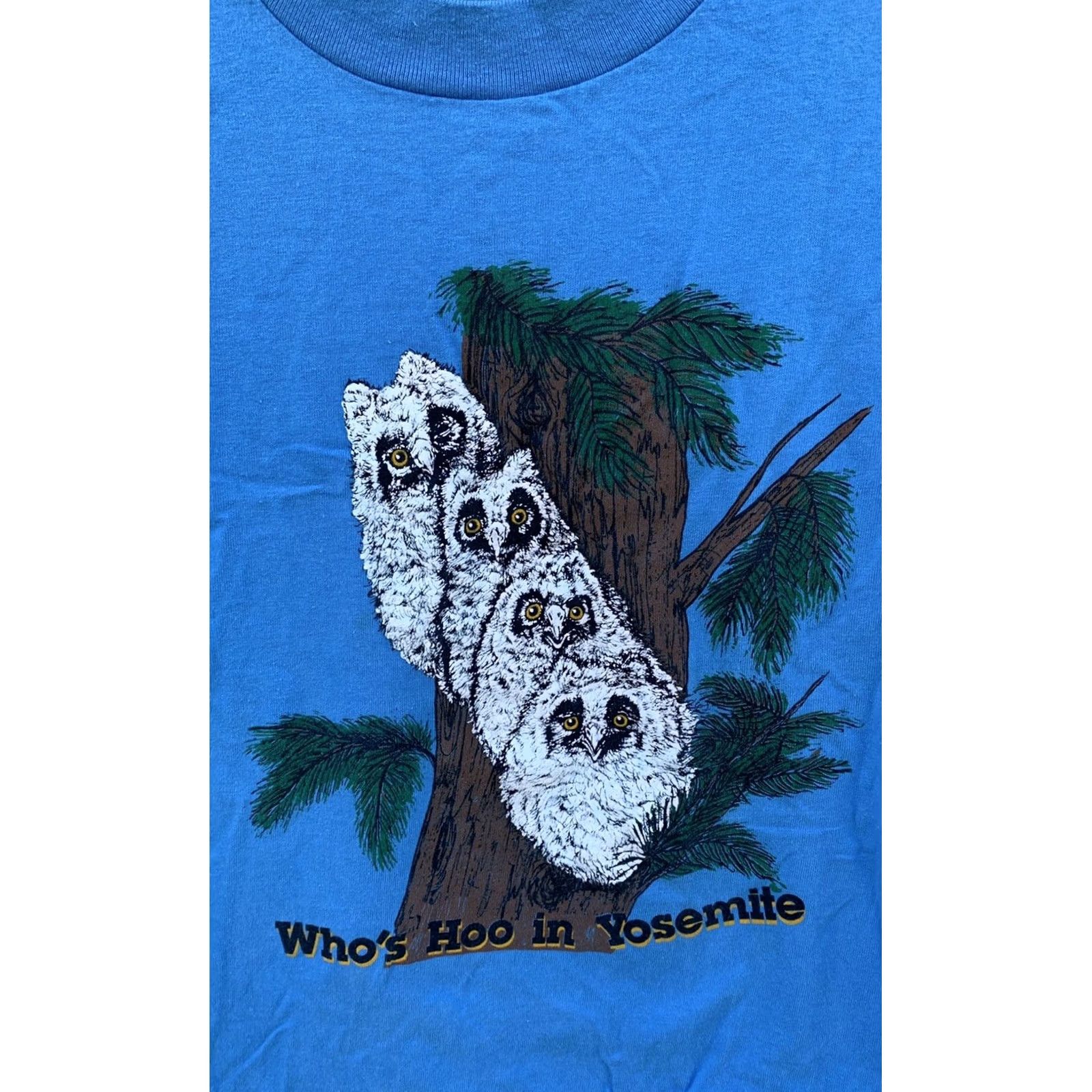 Vintage VINTAGE Who’s Hoo in Yosemite t-shirt Owl Owls Blue L 42-44 Men Shirt Size L Graphic Print Yosemite 90s Nature Owl Mens Size US L / EU 52-54 / 3 - 4 Thumbnail