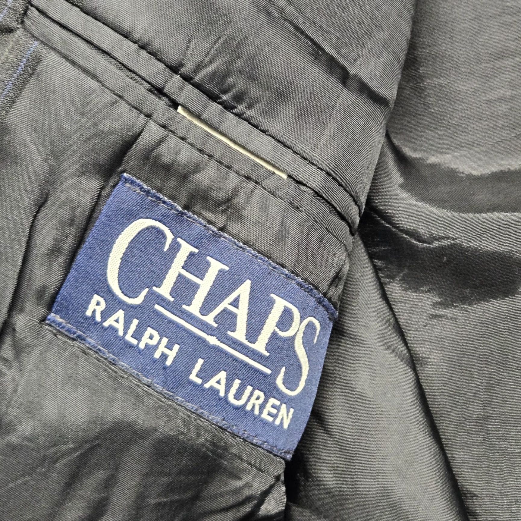 Chaps VINTAGE Chaps Ralph Lauren Blazer Mens Large Gray Pinstripe 2 Button Sport Coat Size 44R - 5 Thumbnail