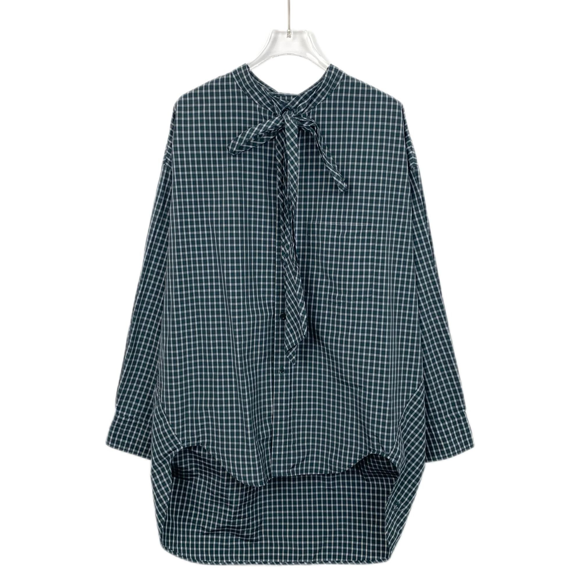 Balenciaga Balenciaga Blue Letter Print Check Cotton Long-Sleeve Shirt Size XS / US 0-2 / IT 36-38 - 1 Thumbnail