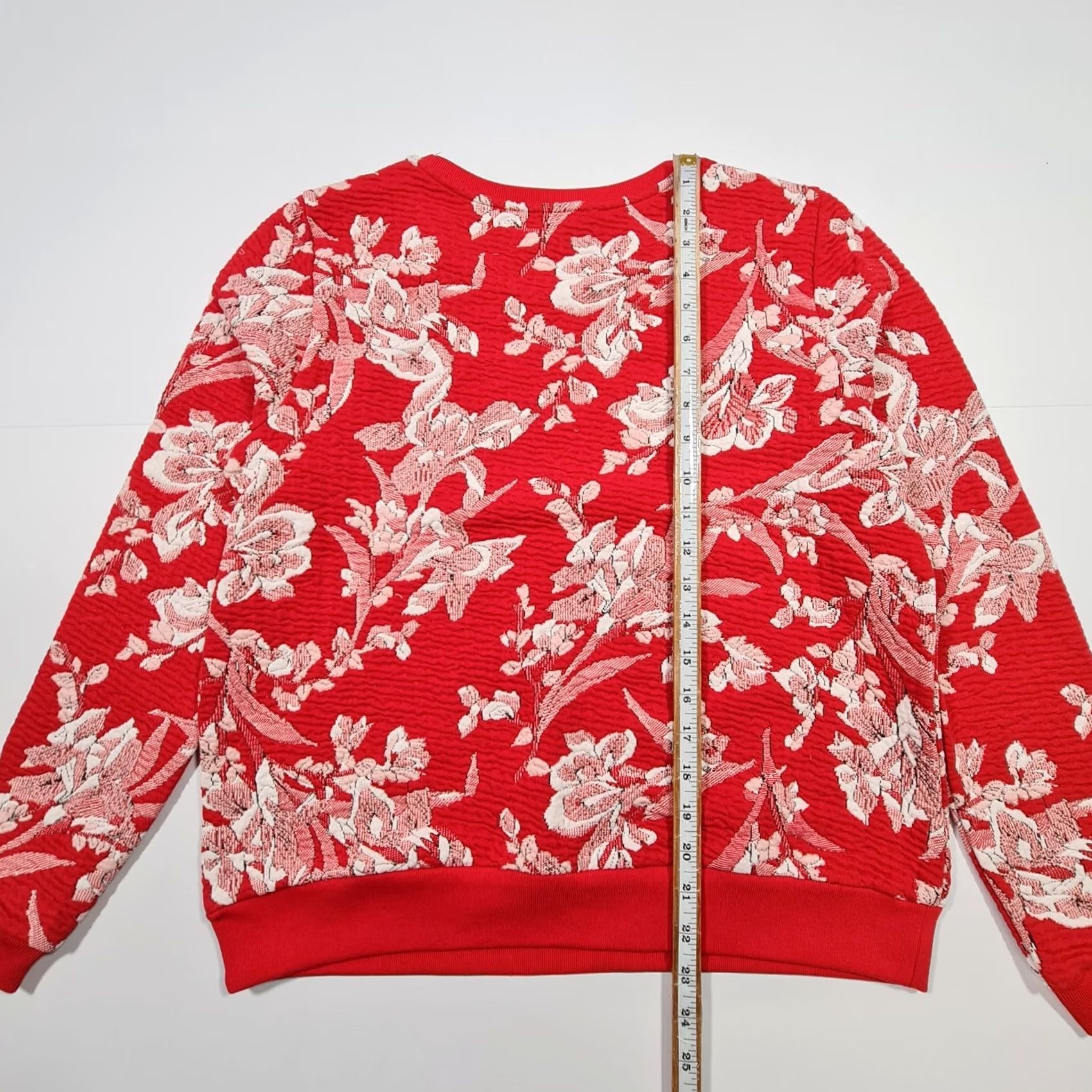 CO Betty & Co Womens Jumper Red 12 UK Floral Print Long Sleeves Stretch Top Size XL / US 12-14 / IT 48-50 - 7 Thumbnail