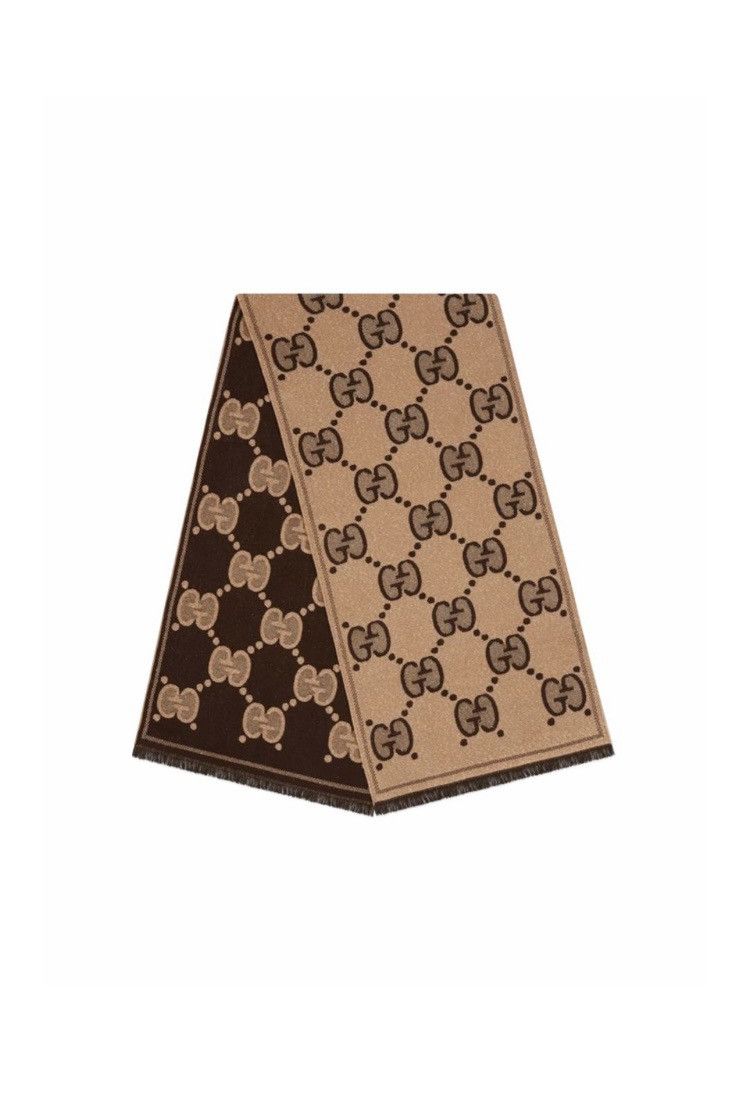 Designer × Gucci 📌 GUCCI Scarf GG Logo 'Lady Nest Lux' - Brown/beige/gold Size ONE SIZE - 2 Thumbnail