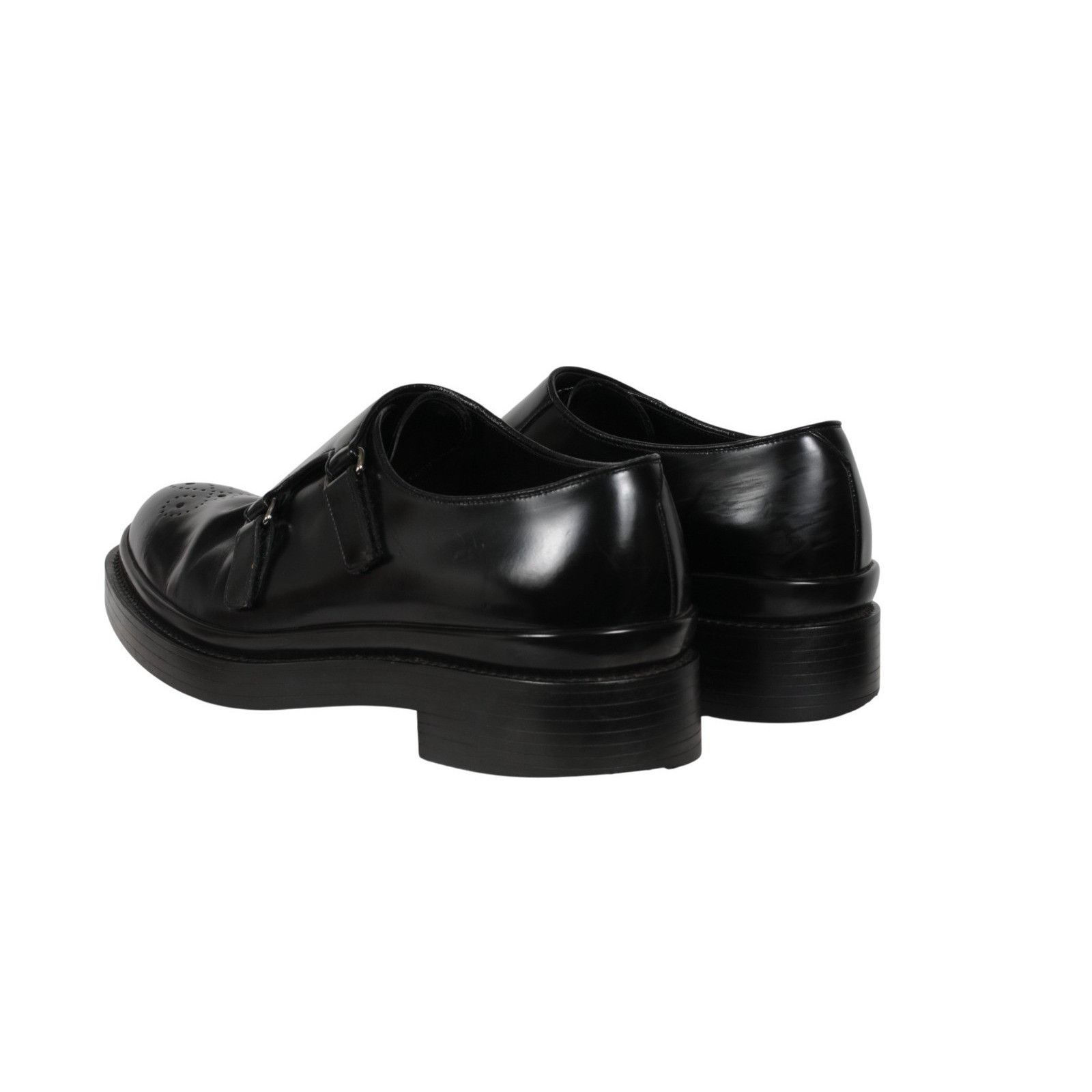 Prada Double Monk Straps Medallion Toe Black - 02621 Size US 9.5 / EU 42-43 - 5 Thumbnail