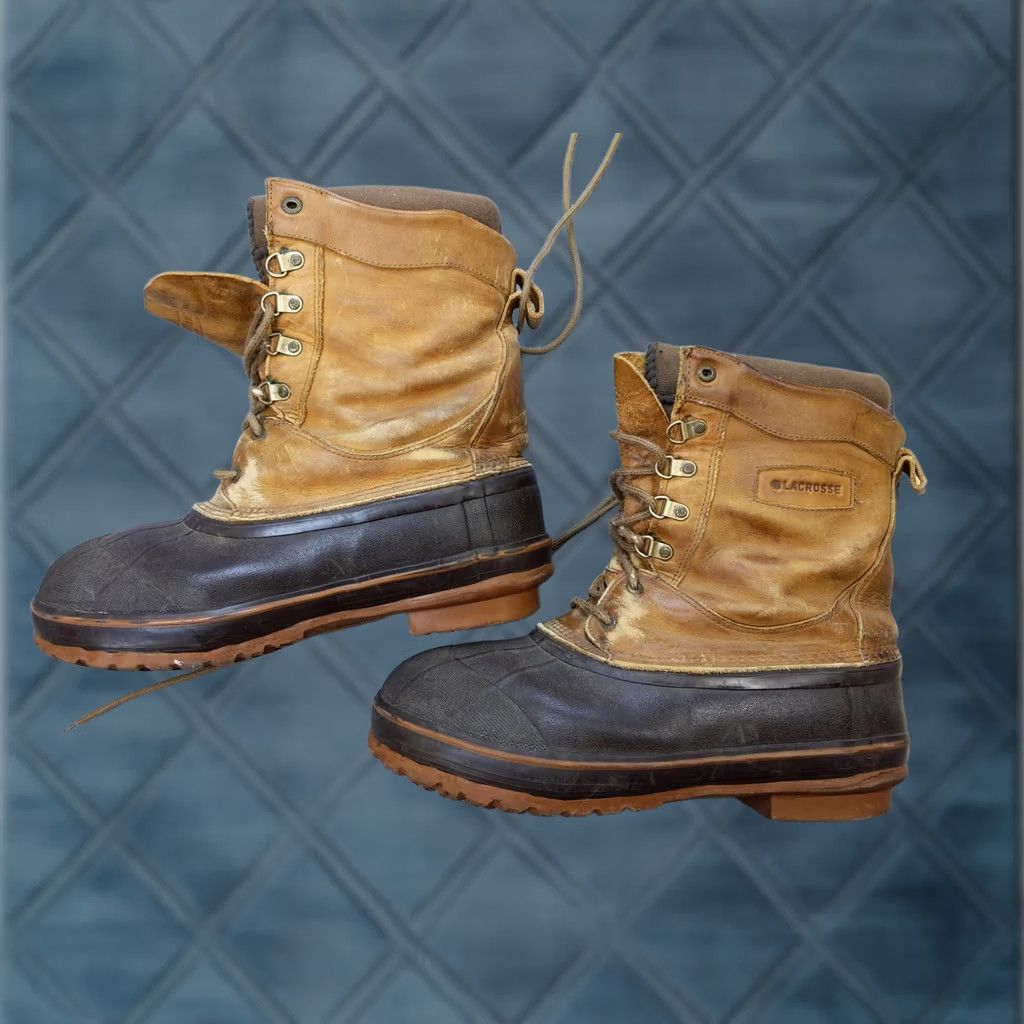 LaCrosse Ice King Snow Boots Mens 11 45 Brown Leather Rubber Thinsulate 600014