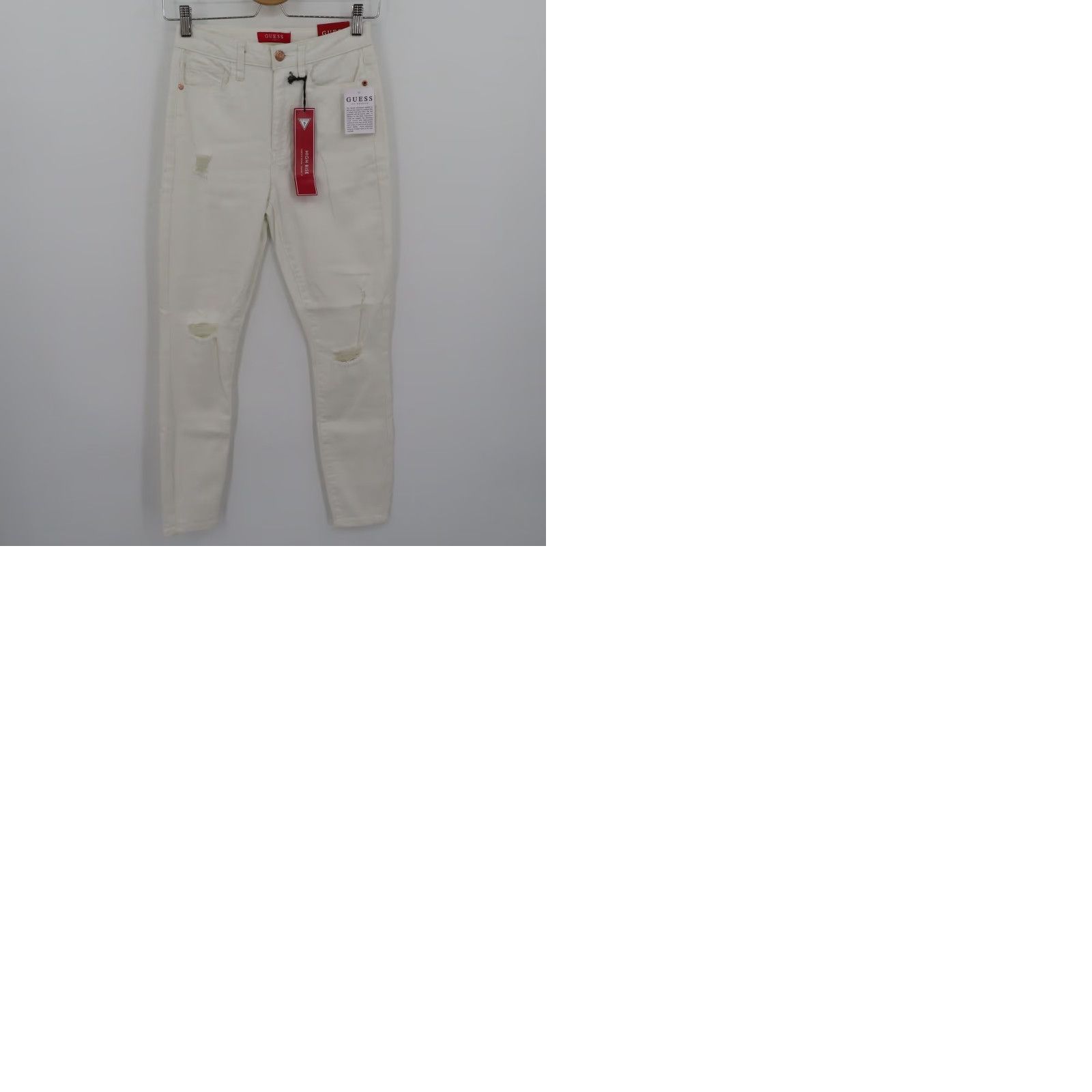 Guess GUESS Womens Jeans 26 Pima Bling Pocket Distressed White Denim Skinny NEW Regular 5-Pocket Design Boys? No. Size 26" / US 2 / IT 38 - 10 Thumbnail