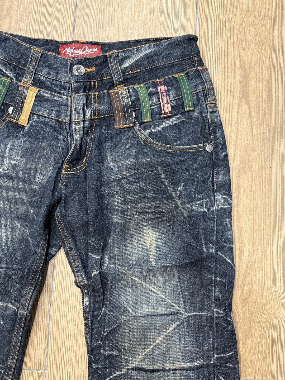 If Six Was Nine Nylaus Double Waist Jeans Denim Pants Thunder Design Size US 31 - 4 Thumbnail