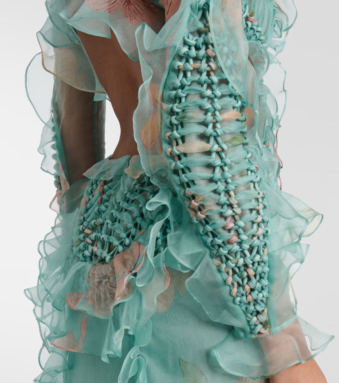 Zimmermann oc11z0226 Illuminate Floral Ruffled Gown In Blue Size XS / US 0-2 / IT 36-38 - 4 Thumbnail