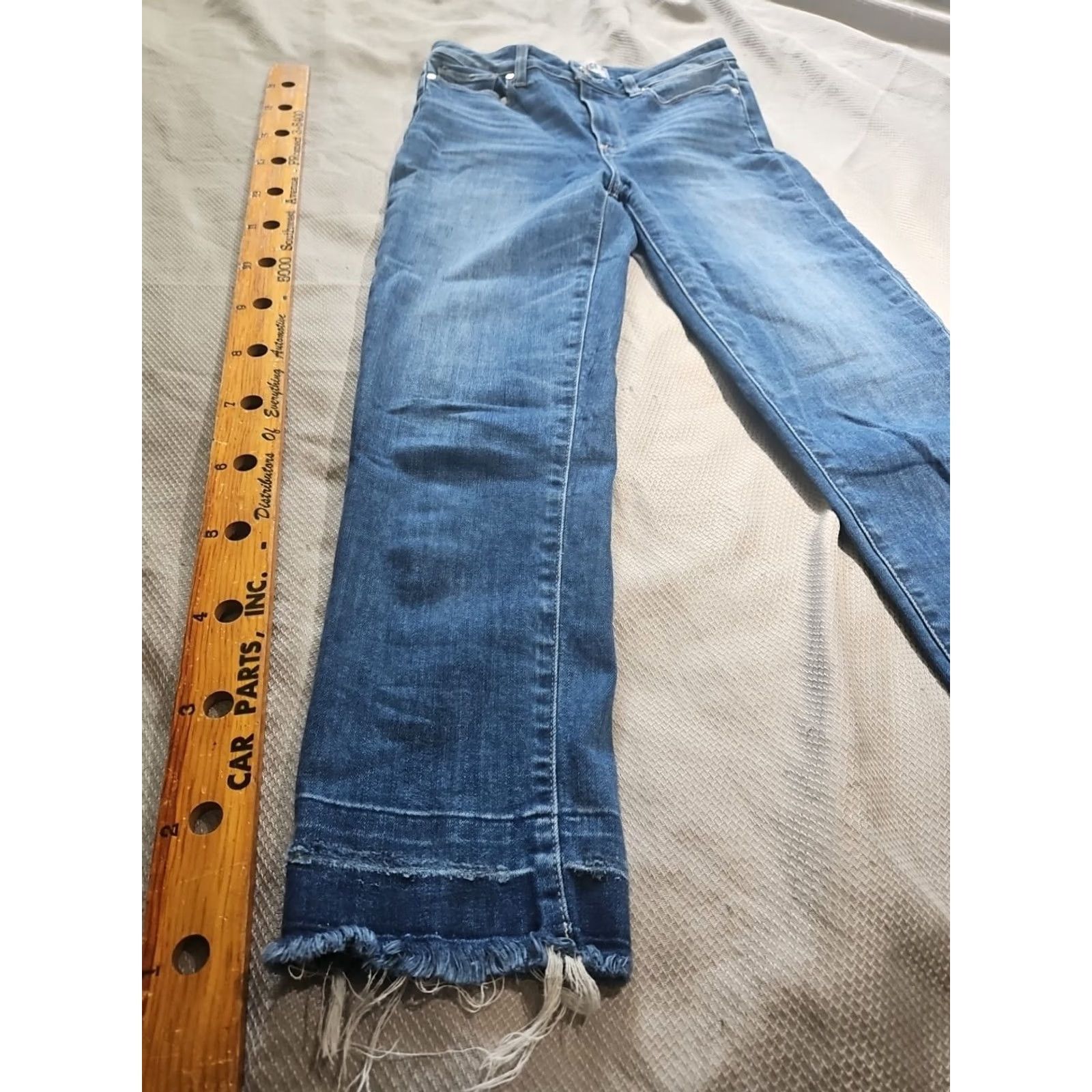 Paige PAIGE Jeans Womens US Size 28 Blue Hoxton Crop Margie Medium Wash Distress Hem Jeans Womens Regular 5-Pocket Denim Medium Wash Cotton Blend Spandex Size 28" / US 6 / IT 42 - 5 Thumbnail