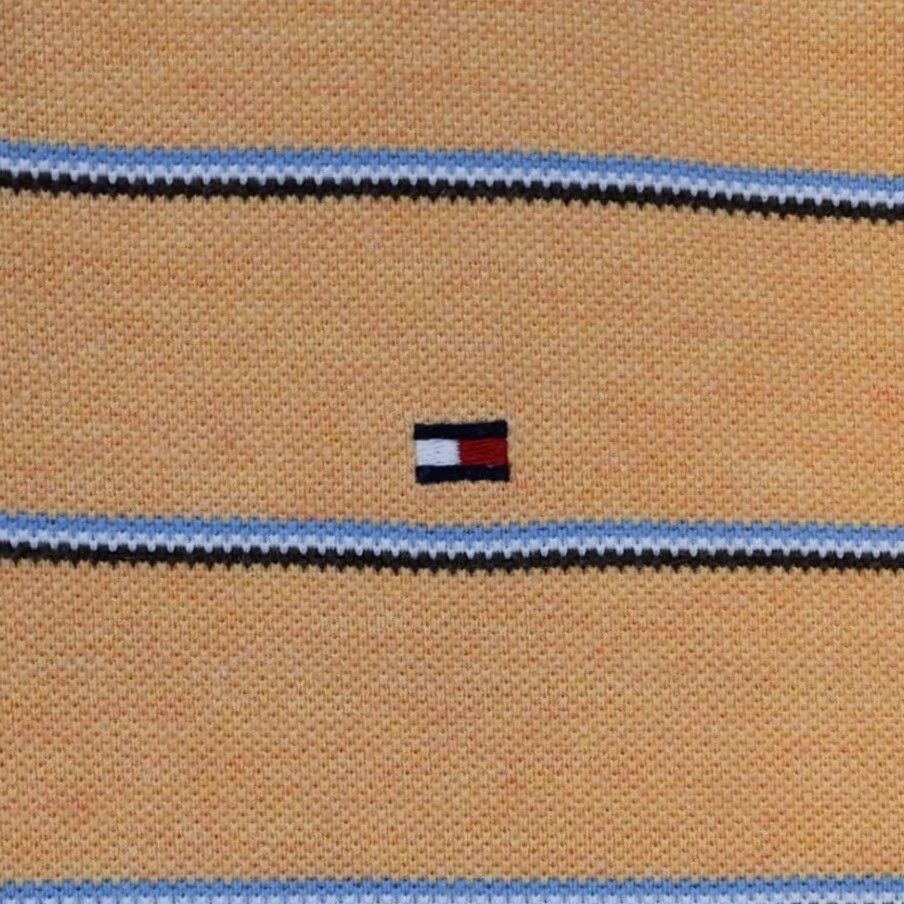 Tommy Hilfiger Tommy Hilfiger Polo Shirt Mens Large Orange Striped Pique Short Sleeve Button Collar Embroidered Logo Classic Fit Mens Size US L / EU 52-54 / 3 - 5 Thumbnail