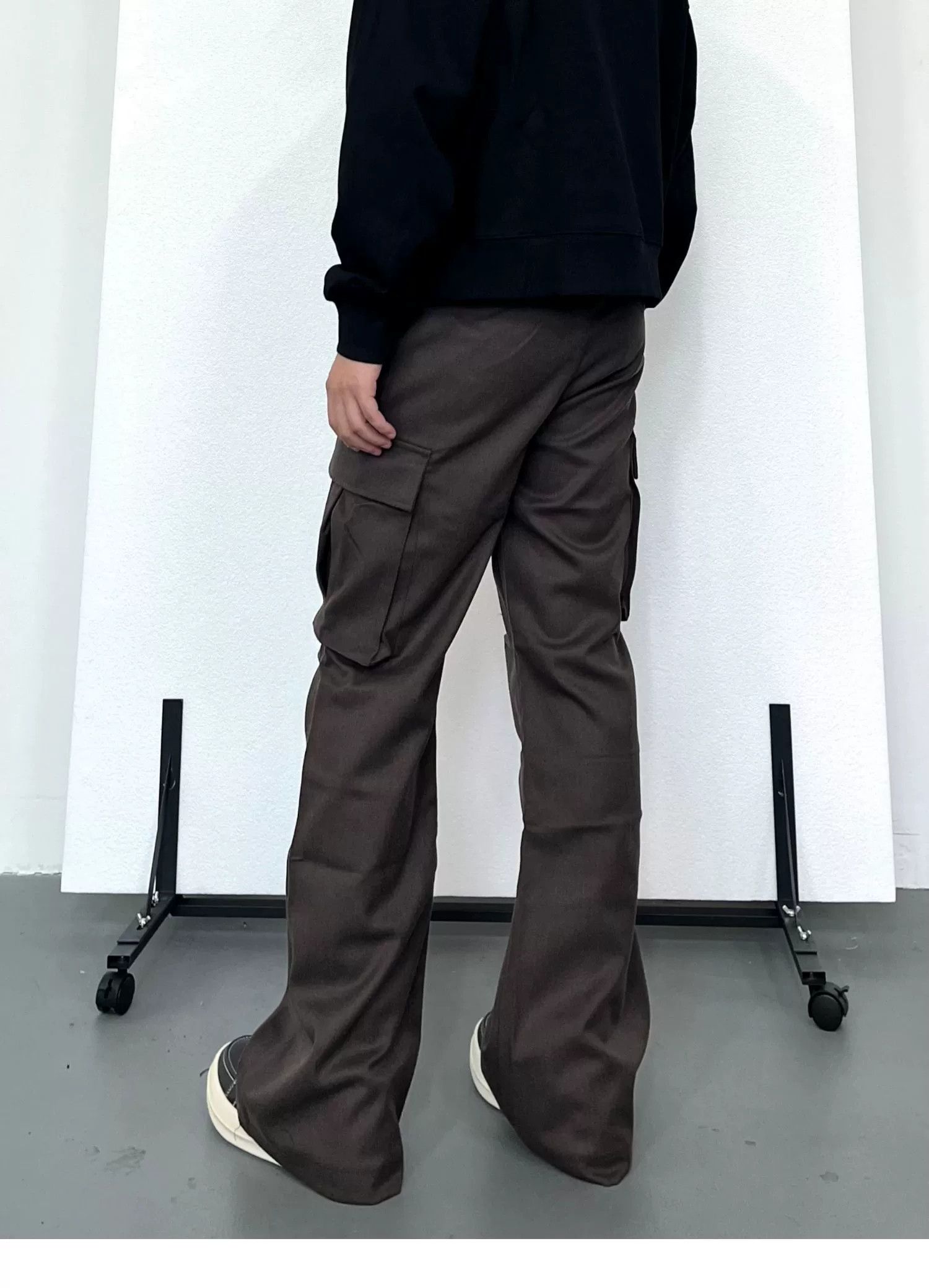 Designer punk pleated yuppie utility bootcut flared cargo pants Size US 32 / EU 48 - 3 Thumbnail