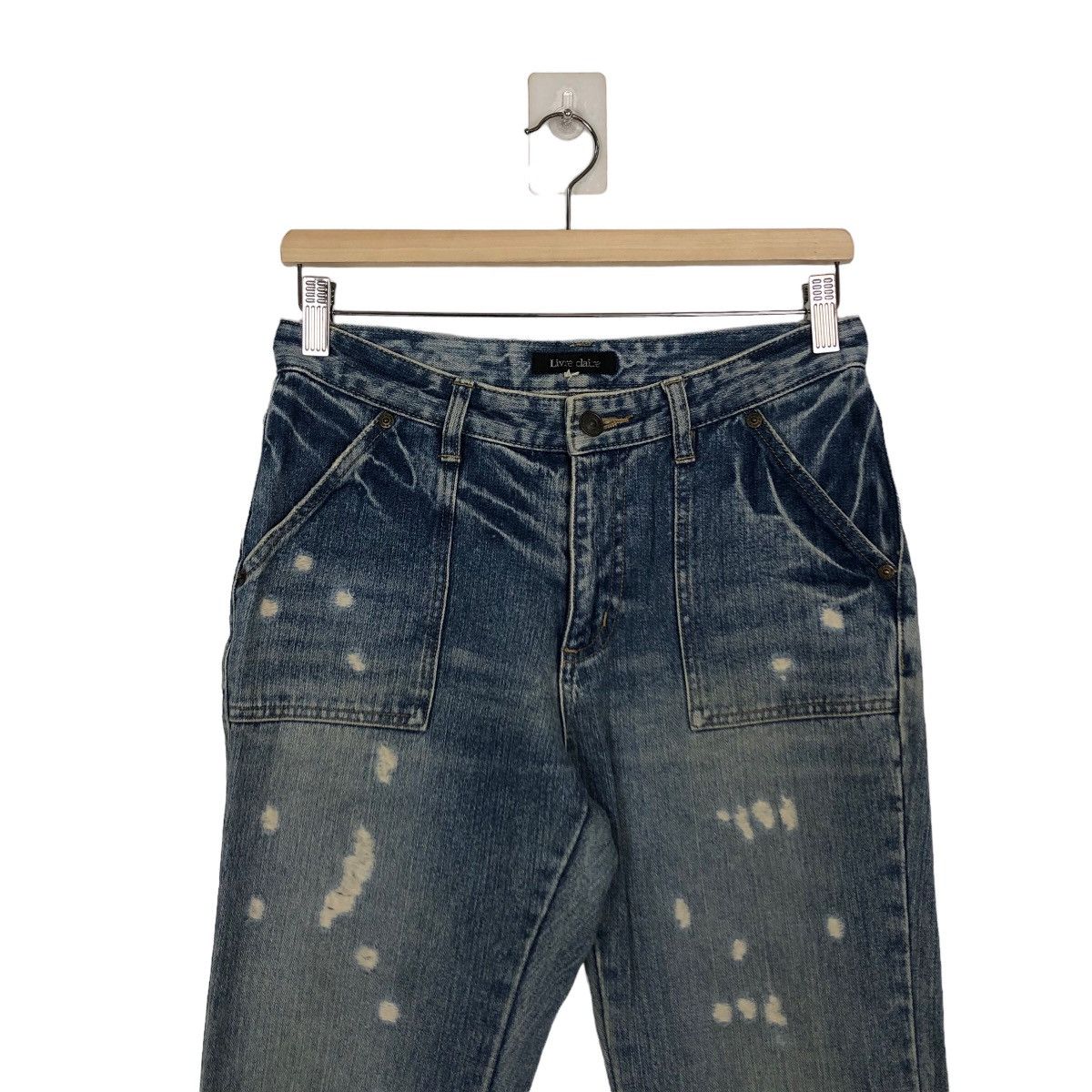 Japanese Brand 🔥RARE BOWCUT DISTRESSED DENIM JEANS LIVRE CLAIRE JAPAN Size US 28 / EU 44 - 2 Thumbnail