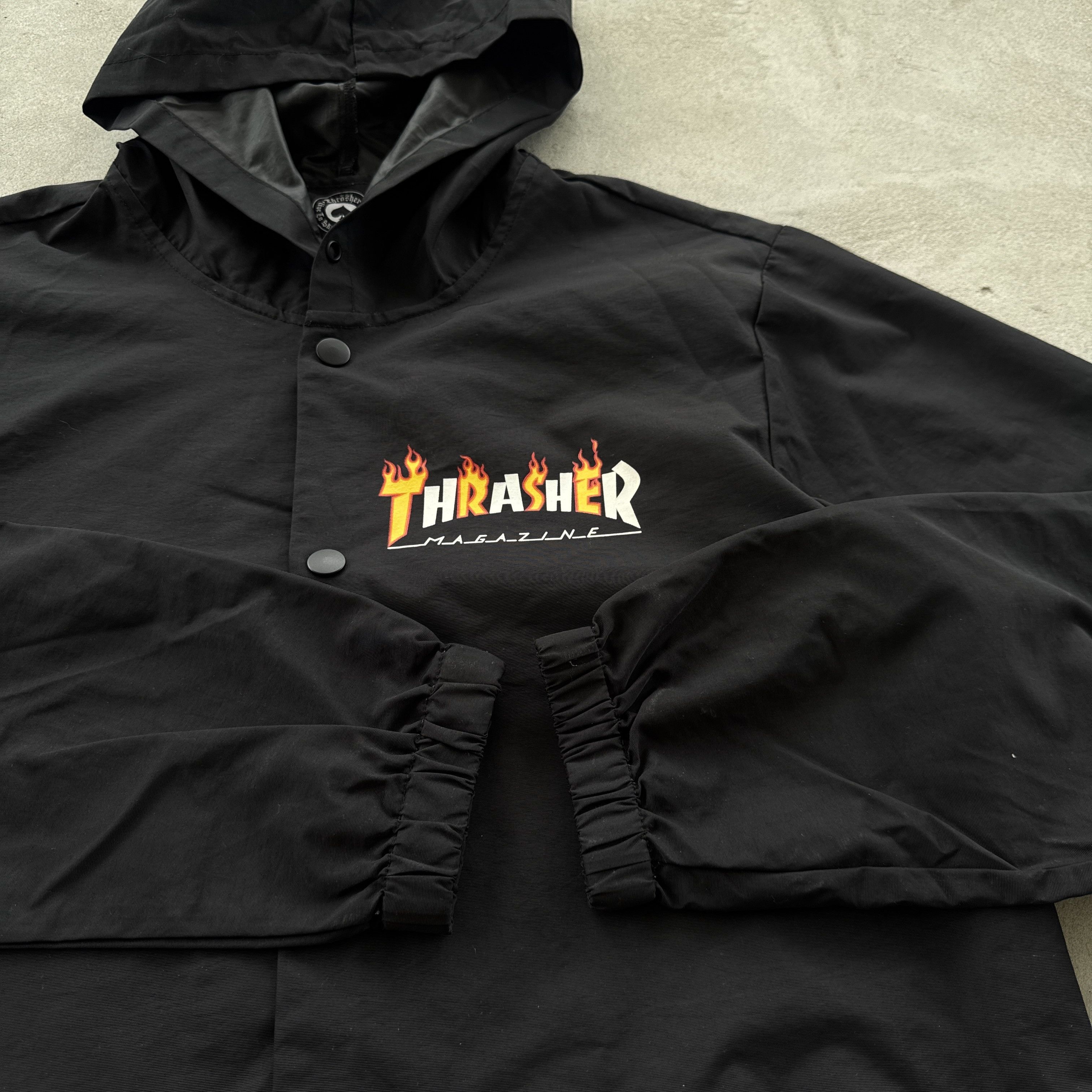 Thrasher Thrasher Flame Logo Black Hooded Coaches Jacket Size L Size US L / EU 52-54 / 3 - 4 Thumbnail