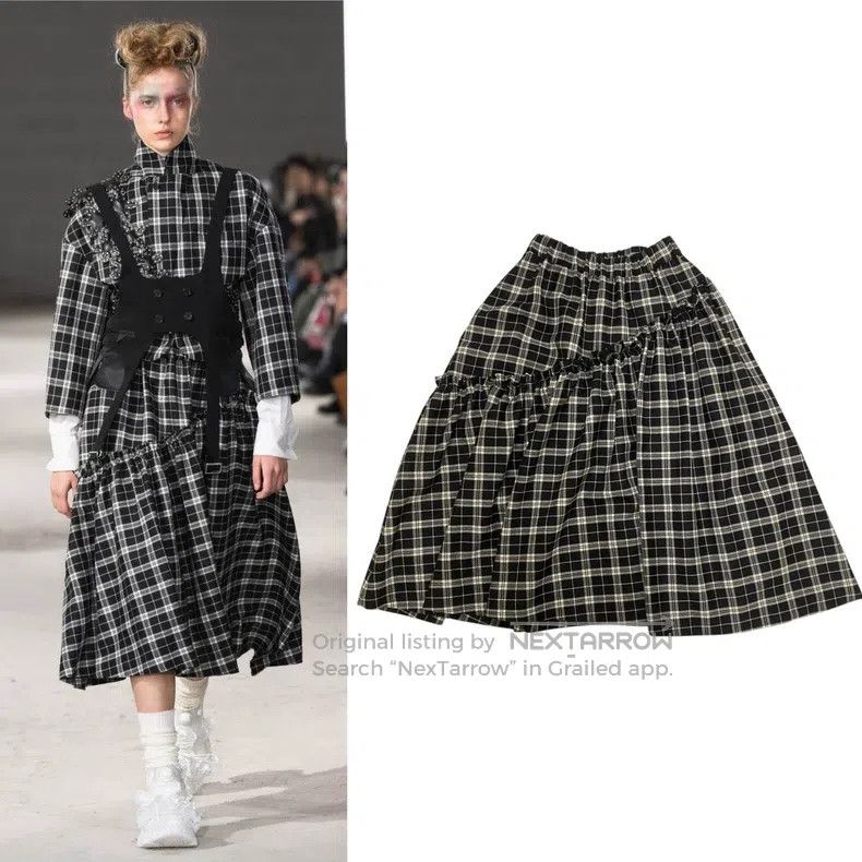 des Crazy Check Comme Garçons Skirt