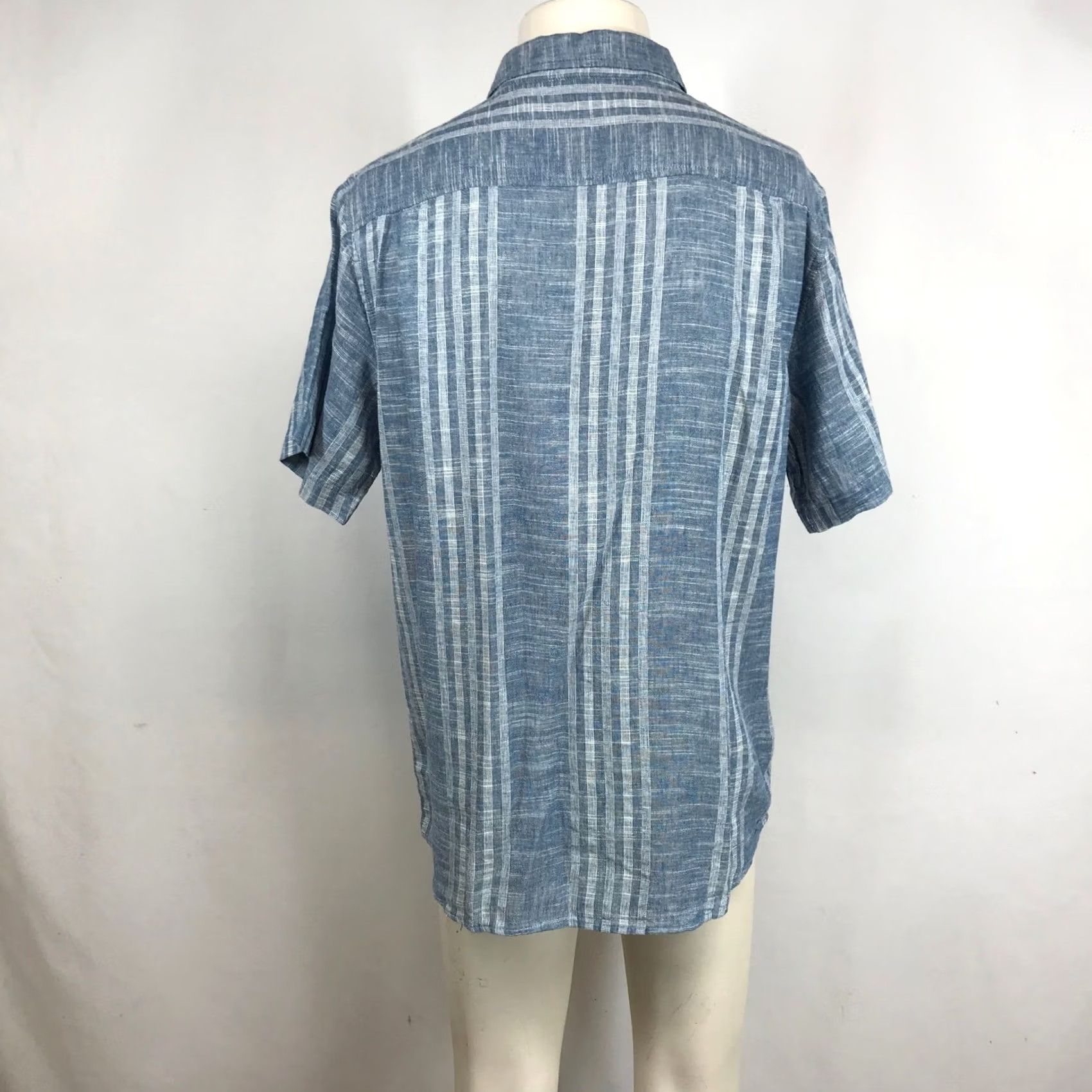 Weatherproof Weatherproof Vintage Shirt, Striped, Linen Blend, Short Sleeve, Button-Down, Blue White, Men, M Size US M / EU 48-50 / 2 - 5 Thumbnail