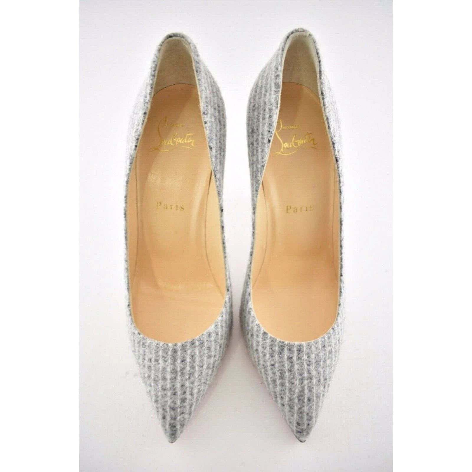 Christian Louboutin Christian Louboutin Pigalle Follies 100 Grey Flanelle Tennis Size US 8.5 / IT 38.5 - 8 Thumbnail
