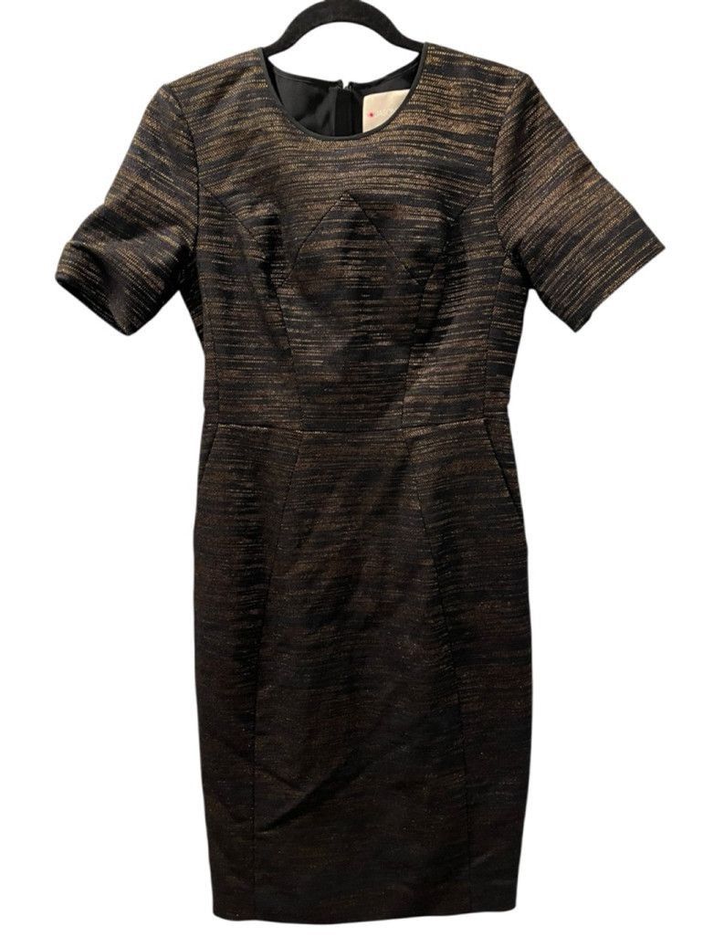 Jason Wu Jason Wu Silk Wool Sz 4 Black Gold Sheath Dress Short Sleeve |  Grailed