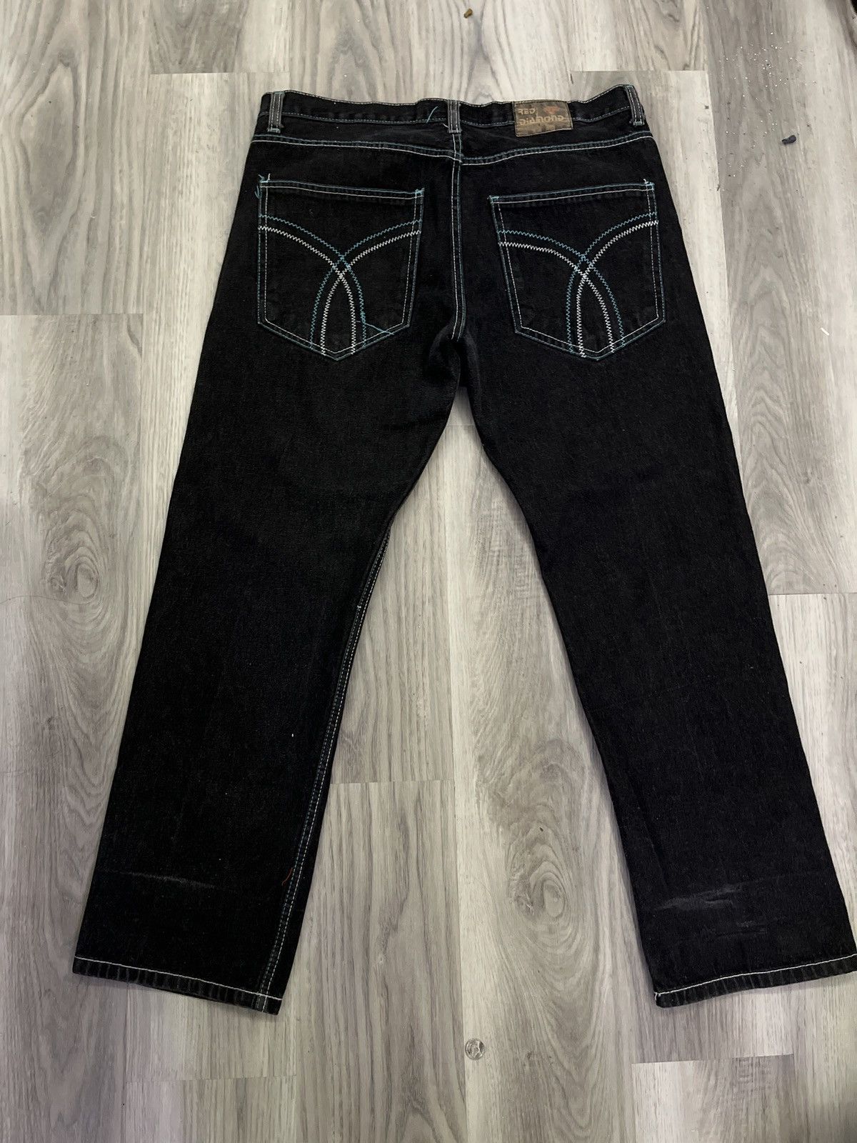 Other Black Y2K Baggy Denim Diamond Red Size US 34 / EU 50 - 1 Thumbnail