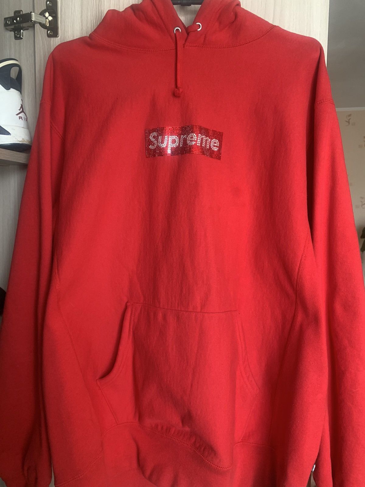 image of Supreme Box Logo Swarovski in Red, Men's (Size XL)