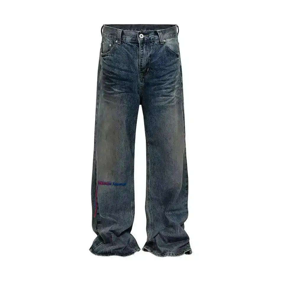 Japanese Brand Distressed Washed Dirty Baggy Straight Loose Jeans Size US 32 / EU 48 - 1 Thumbnail