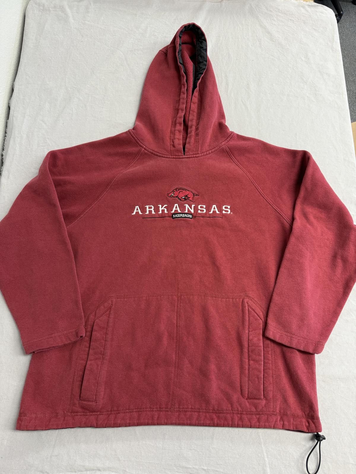 Vintage Arkansas Razorbacks 90s Hoodie - Faded Swetashirt- L
