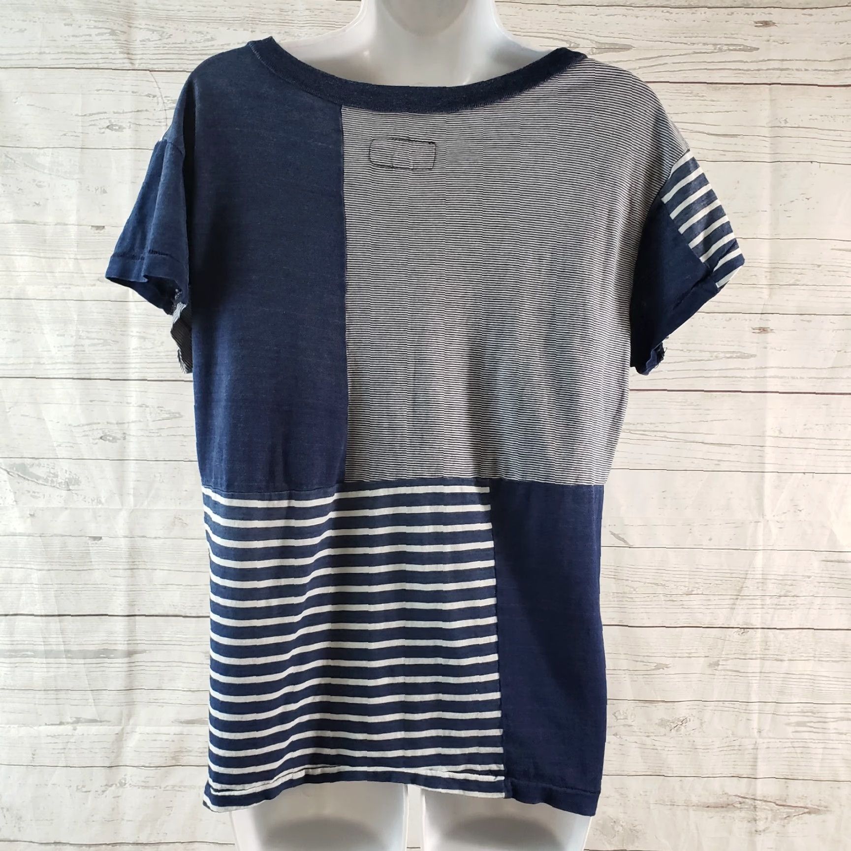 Vintage Current Elliot Womens Seamed Pocket Tee Sz 1 Indigo Patchwork Cotton Shirt Short Sleeve Pullover Casual Basic Size S / US 4 / IT 40 - 4 Thumbnail