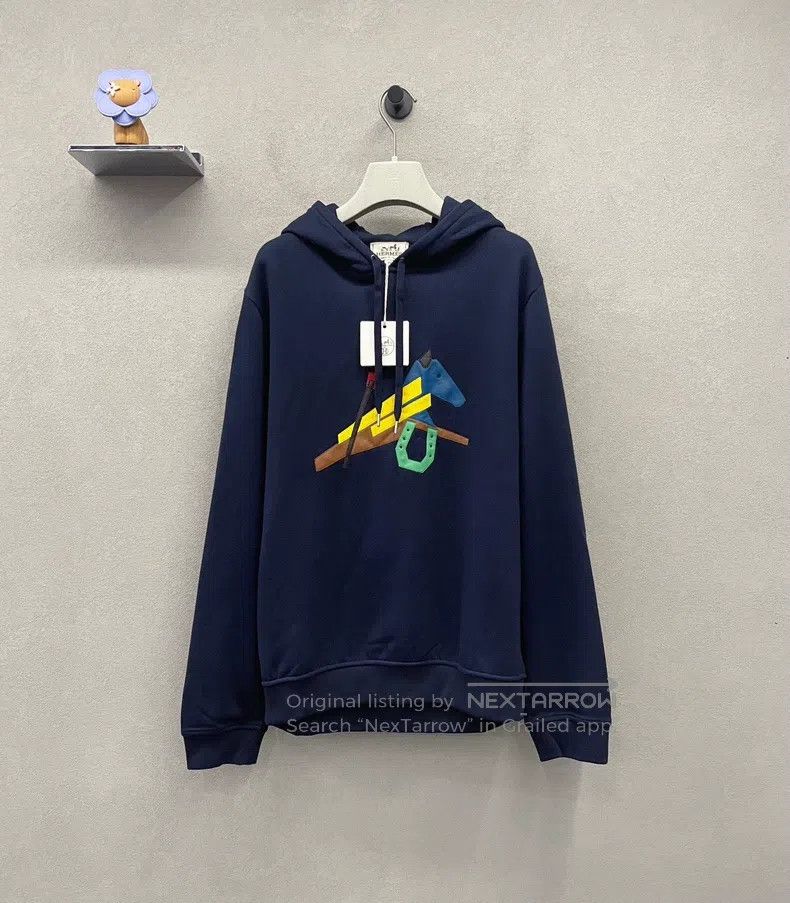 Hermes Hermes Navy blue hooded sweatshirt Size L / US 10 / IT 46 - 1 Thumbnail