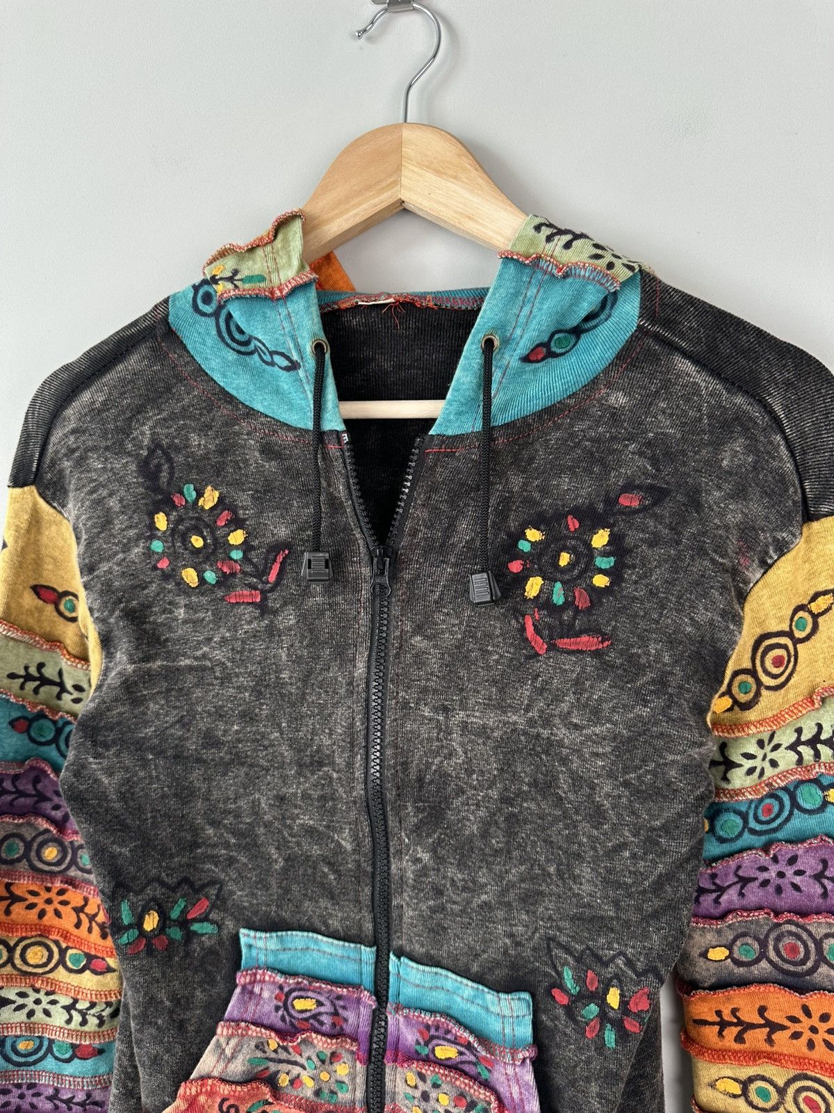 Hysteric Glamour × Vintage Vintage 90s Crazy Avant Garde Hoodie Patchwork Oversized Size M / US 6-8 / IT 42-44 - 3 Thumbnail