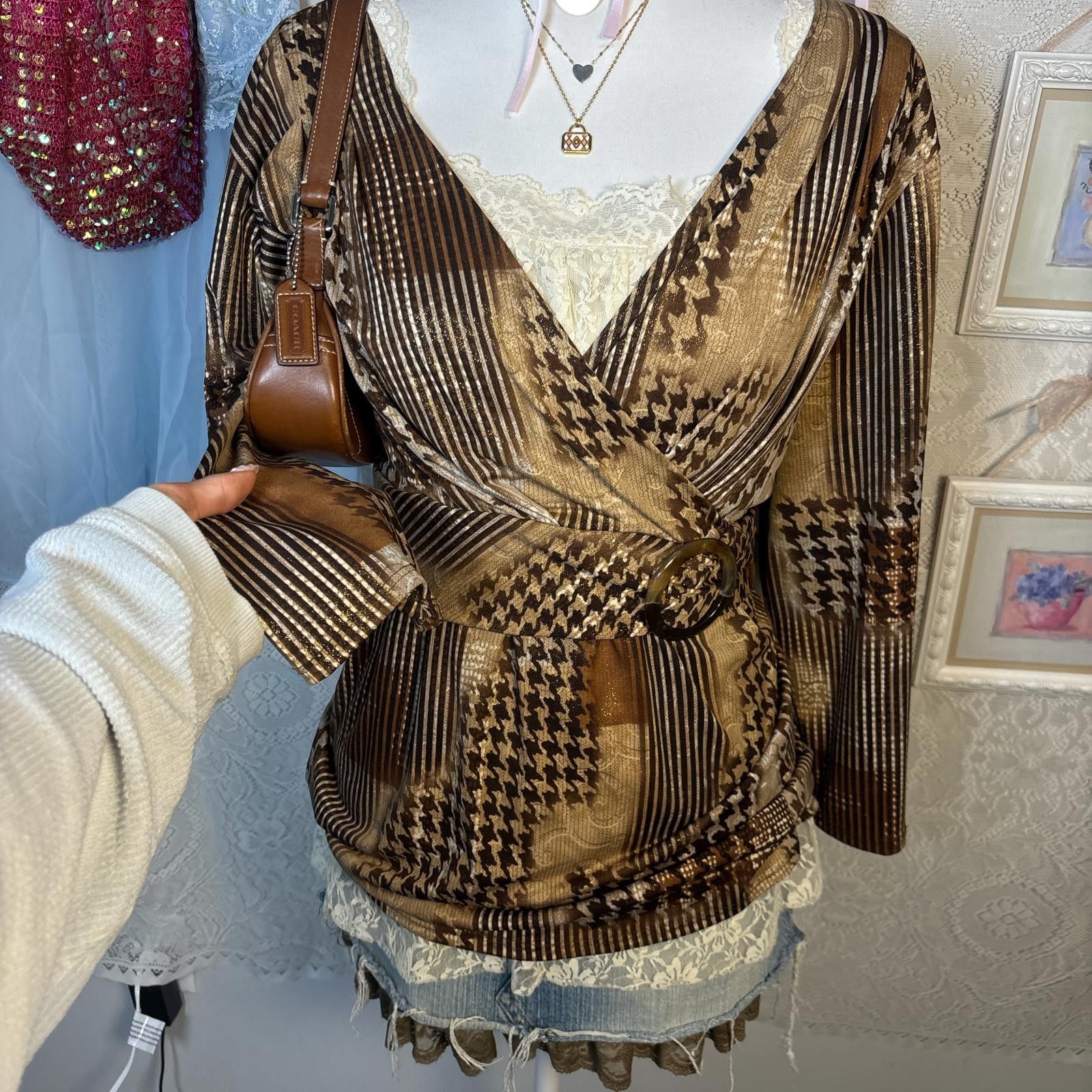 Nicole Club y2k office siren fairy blouse with ring detail Size XL / US 12-14 / IT 48-50 - 3 Thumbnail