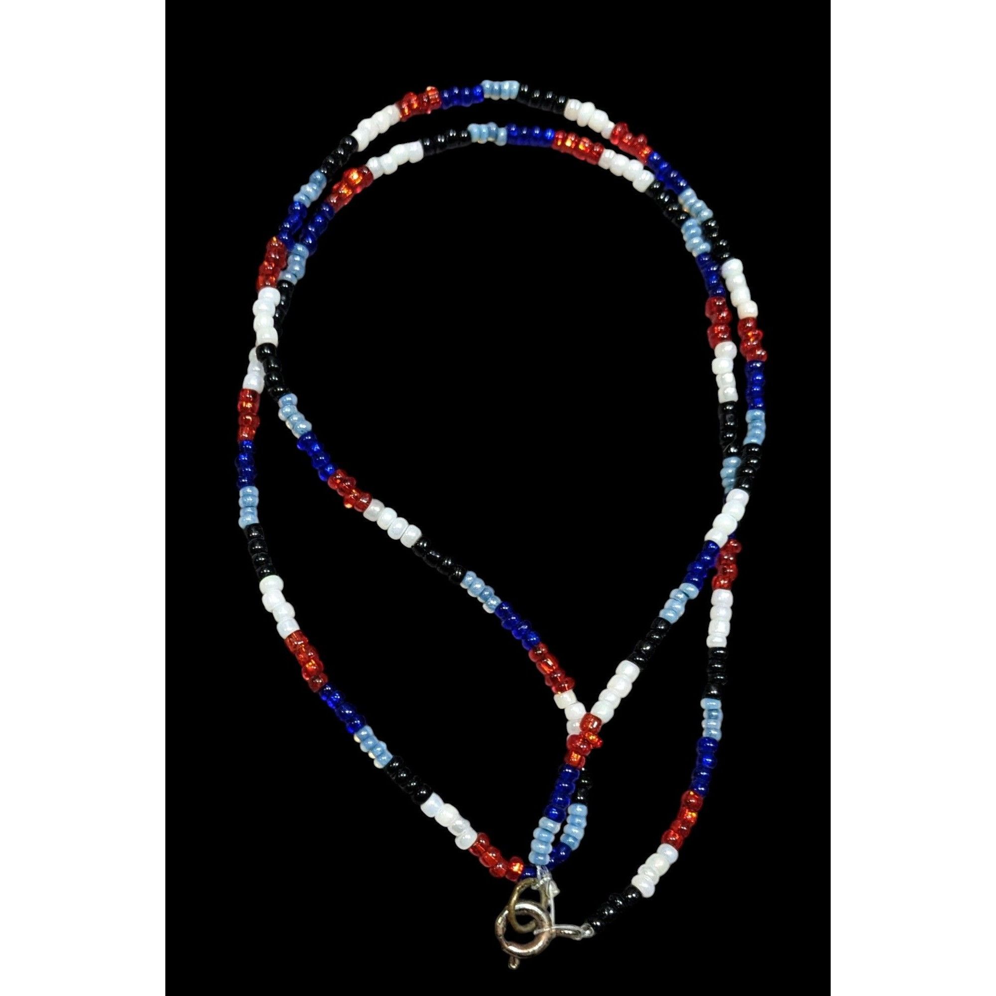 Other Casual Red White Blue And Black Glass Beaded Necklace Size ONE SIZE - 1 Thumbnail