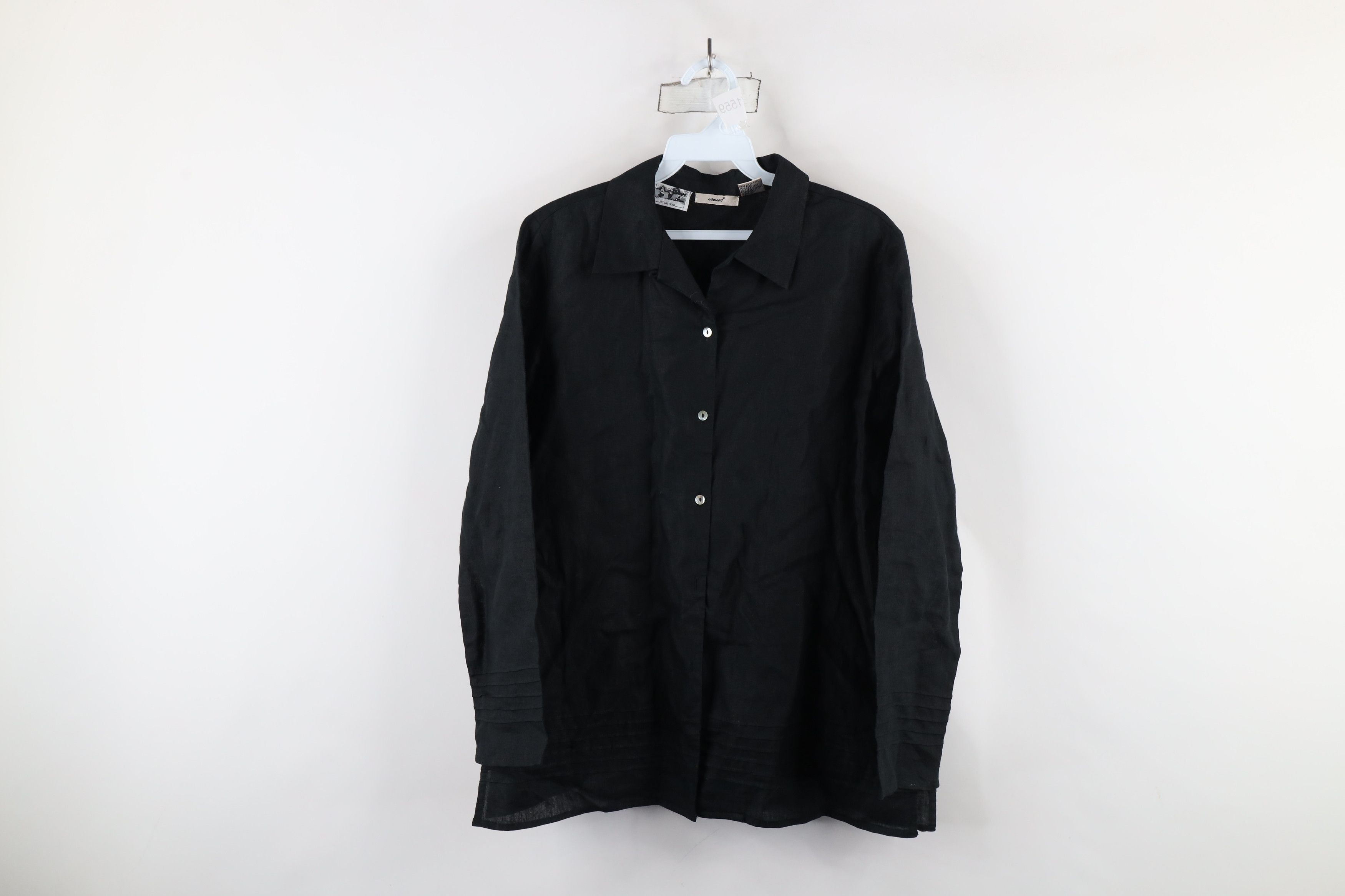 Vintage Edward Distressed Irish Linen Looped Collar Button Shirt Size S / US 4 / IT 40 - 1 Thumbnail
