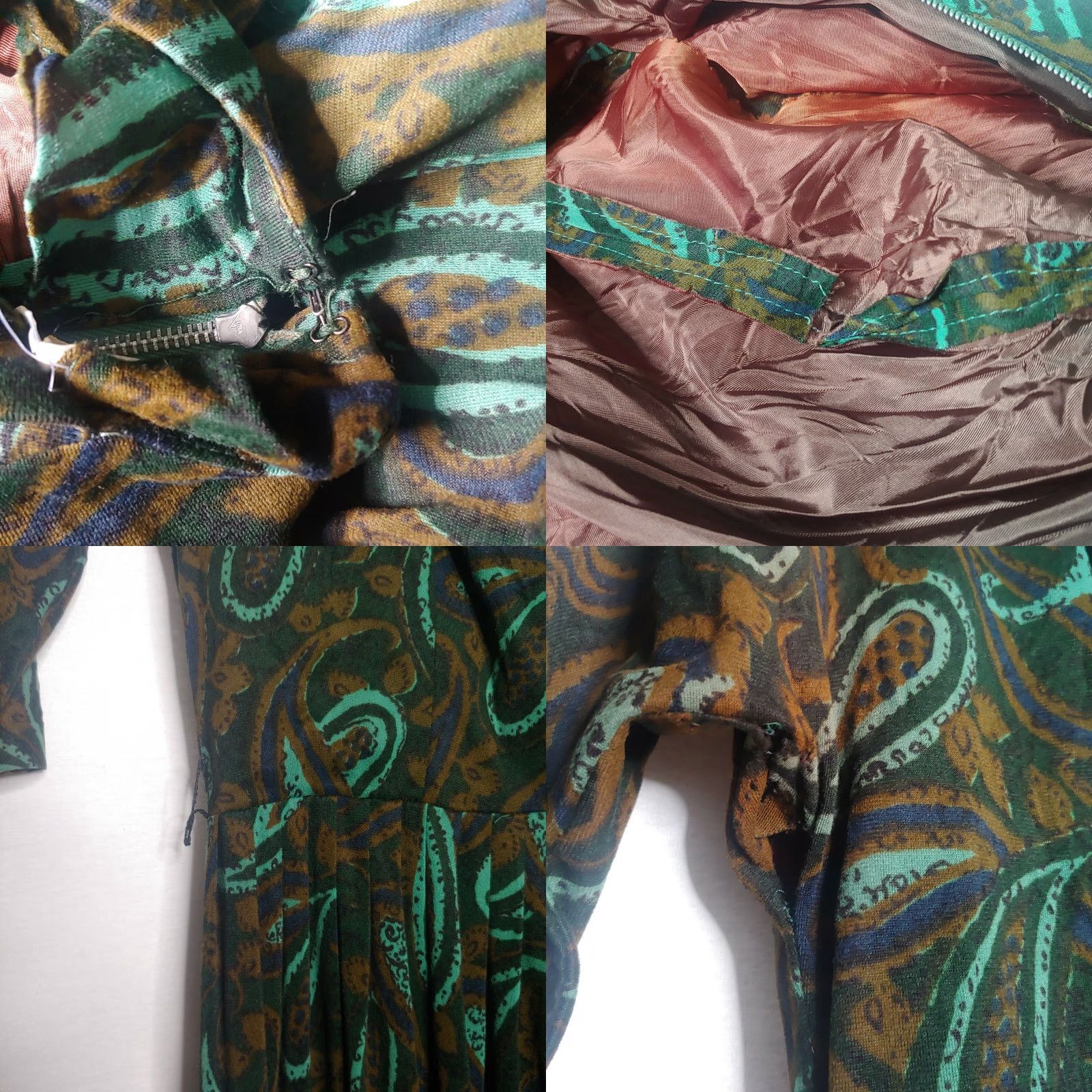 Sears Kerrybrook Sears Roebuck Dress Green Paisley Long Sleeve Size 14 Size 4XL / US 24-26 - 8 Thumbnail