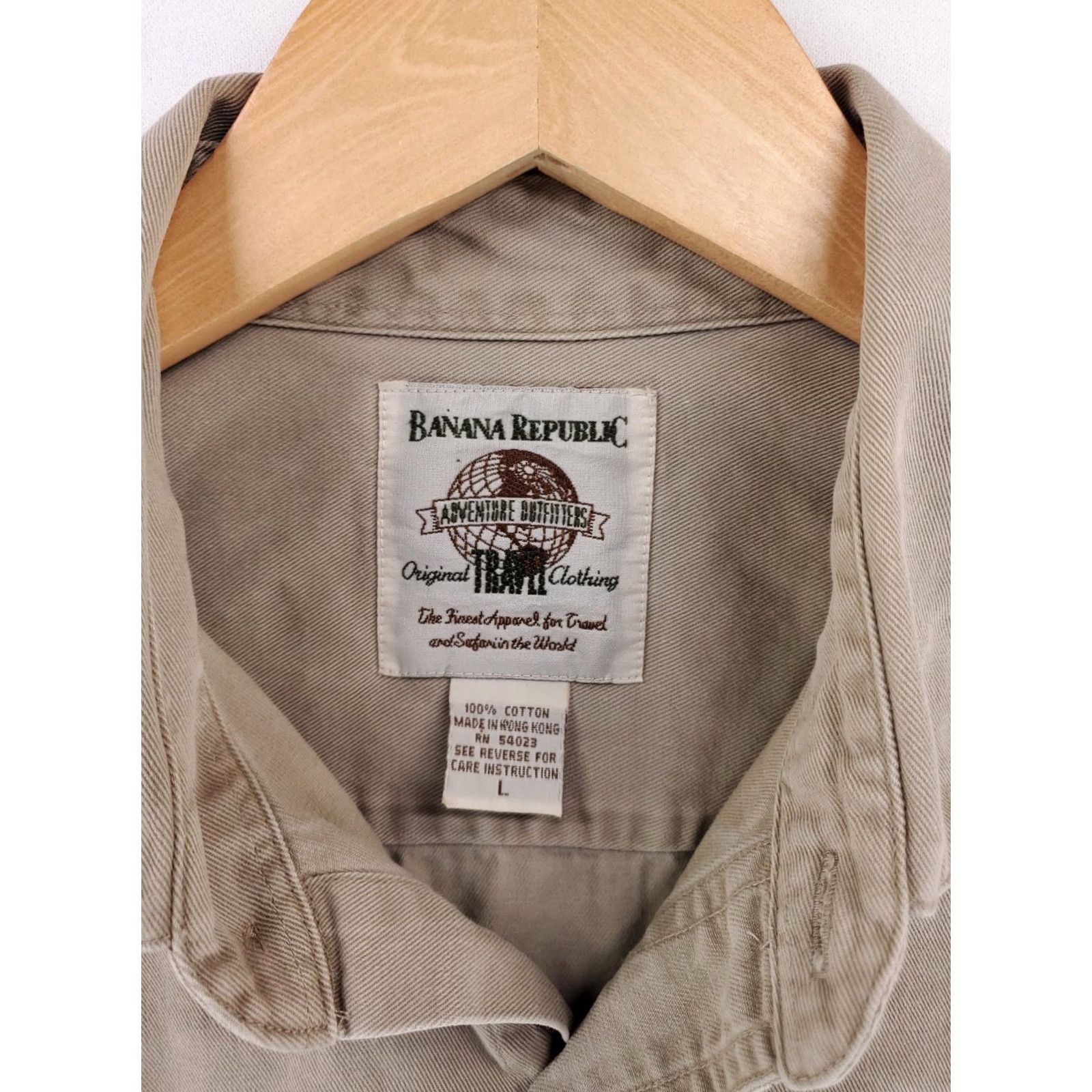 Banana Republic VINTAGE Banana Republic Button Up Shirt Mens L Beige 90s Safari Travel Tan Brown Long Sleeve Size US L / EU 52-54 / 3 - 2 Thumbnail