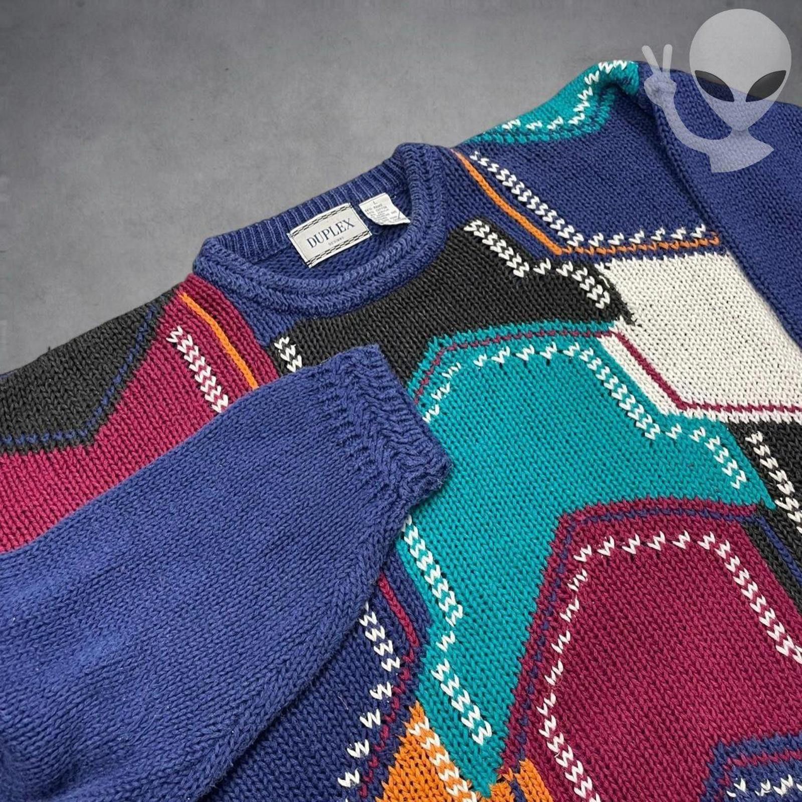 Other Duplex Sweater Large Abstract 3D Knit Coogi style Geometric Size US L / EU 52-54 / 3 - 2 Thumbnail