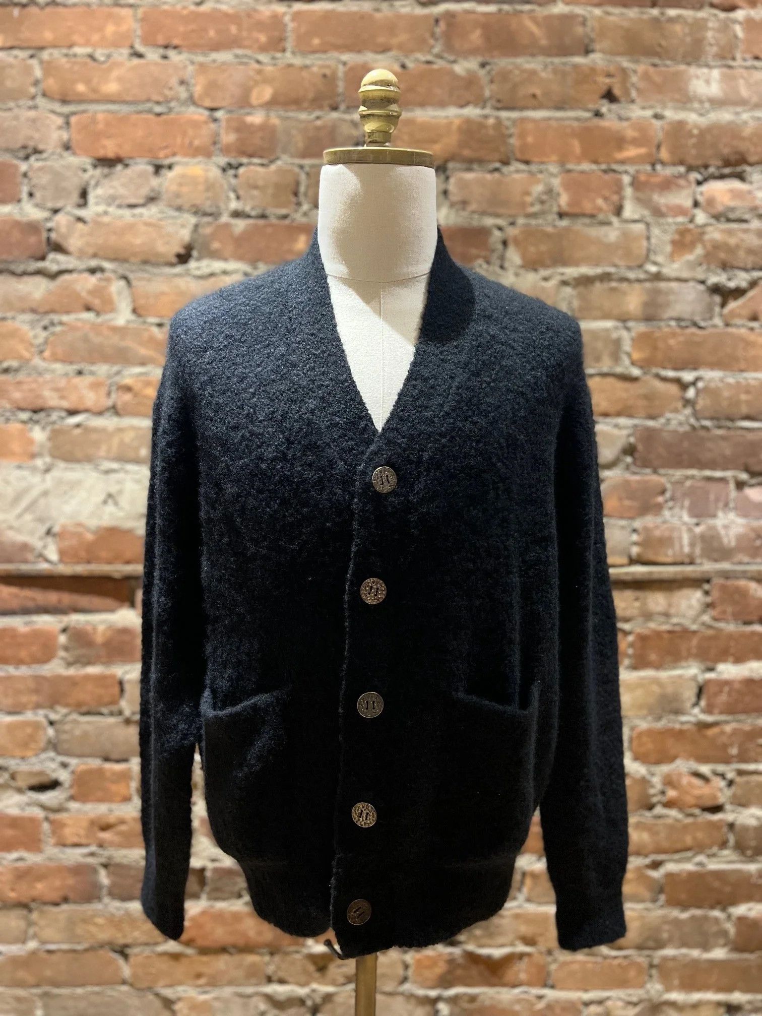 DENHAM Denham “Scissor” Bouclé Knit Cashmere Cardigan – Black Size US M / EU 48-50 / 2 - 1 Thumbnail
