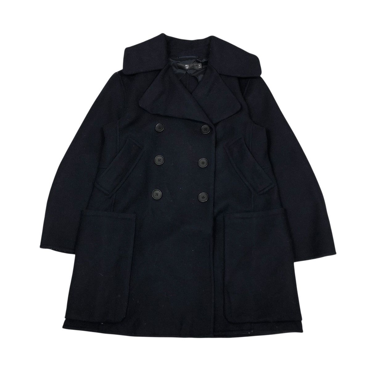 Jil Sander 🔥RICH BLACK WOOL LONG JACKET JILL SANDER J+ DOUBLE COLLAR Size US M / EU 48-50 / 2 - 1 Thumbnail
