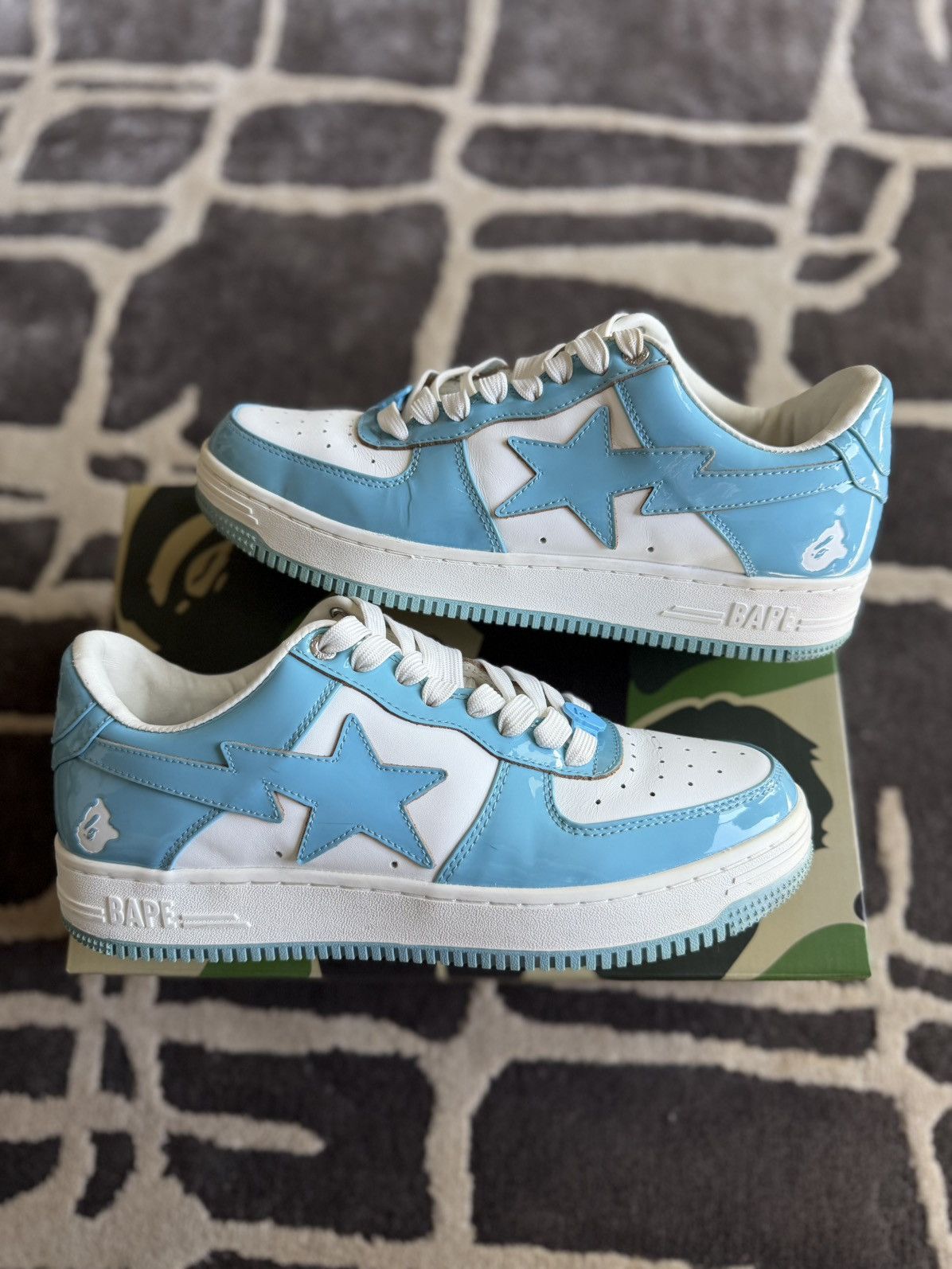 Bape A Bathing Ape Bape Sta Patent Leather Baby Blue White Size US 10 / EU 43 - 1 Thumbnail