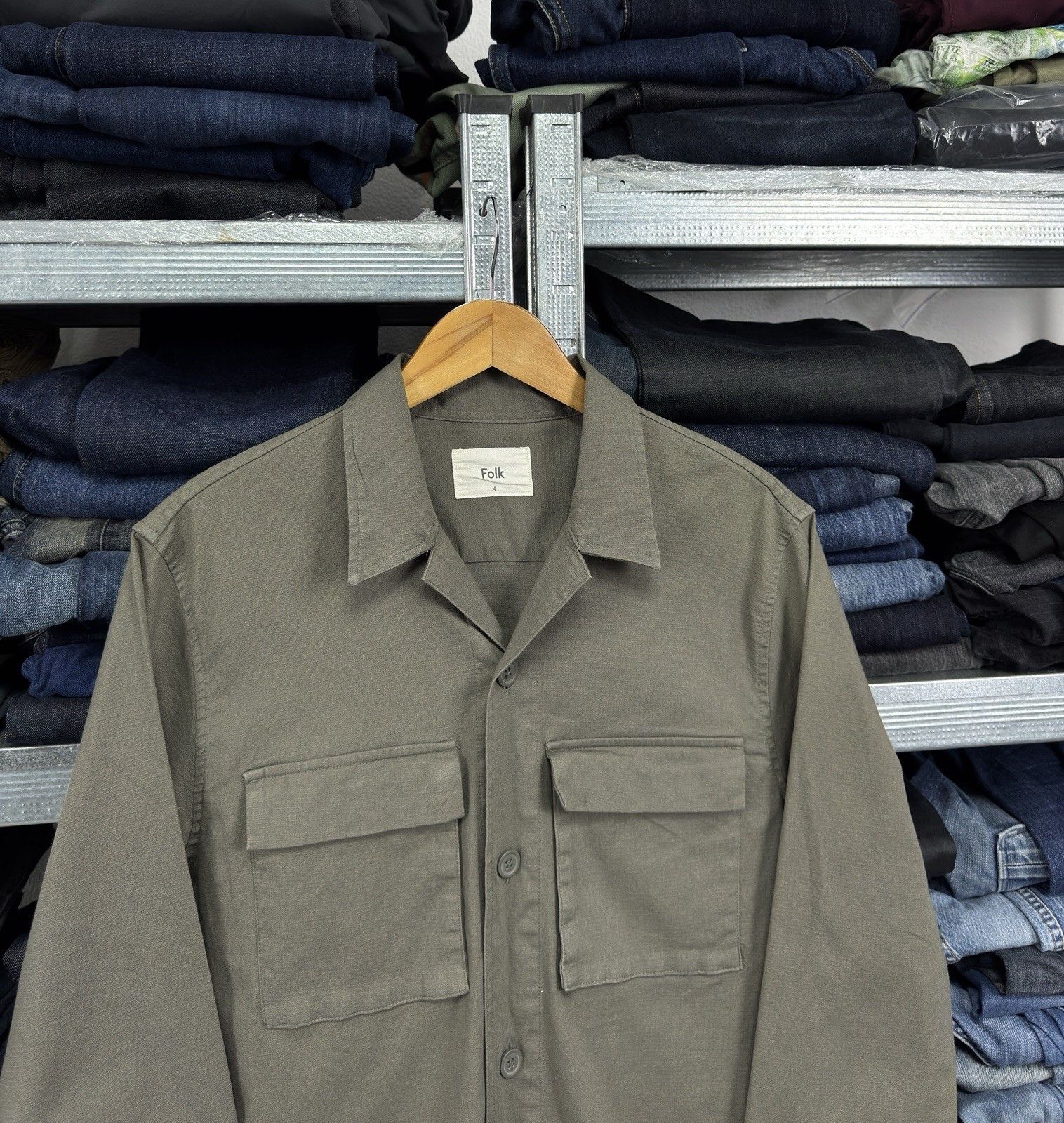 Folk Folk Military Pockets Khaki Ripstop Overshirt Size 4 Size US L / EU 52-54 / 3 - 3 Thumbnail