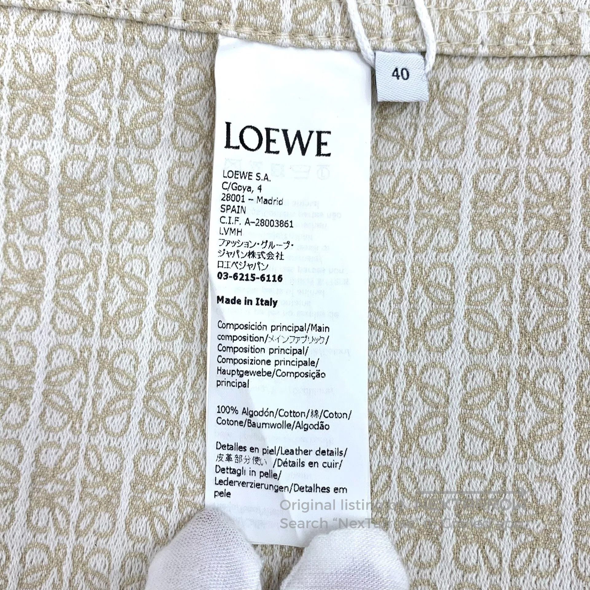 Loewe Loewe Logo Print Cotton Lapel Jacket. Size US L / EU 52-54 / 3 - 7 Thumbnail
