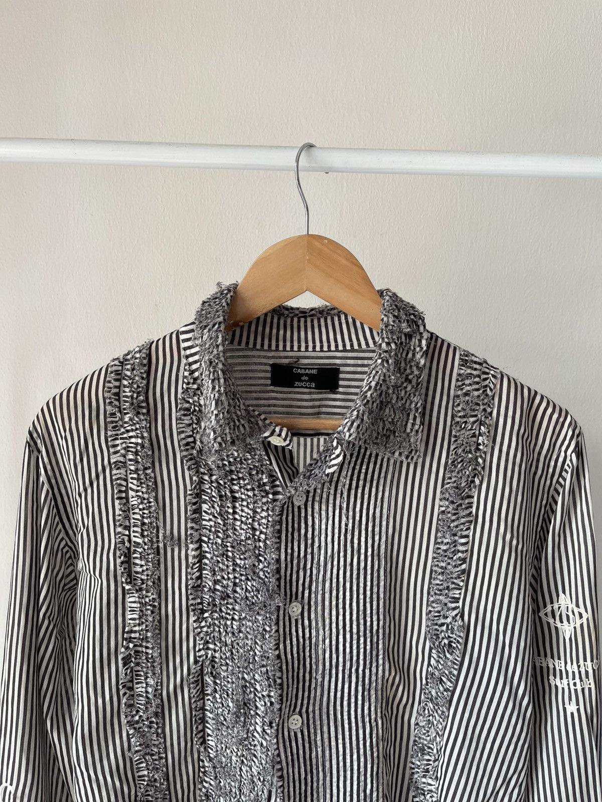 CABANE de ZUCCa × Issey Miyake 2000s Cabane De Zucca Surf Club Stripe Shirt Size US M / EU 48-50 / 2 - 3 Thumbnail