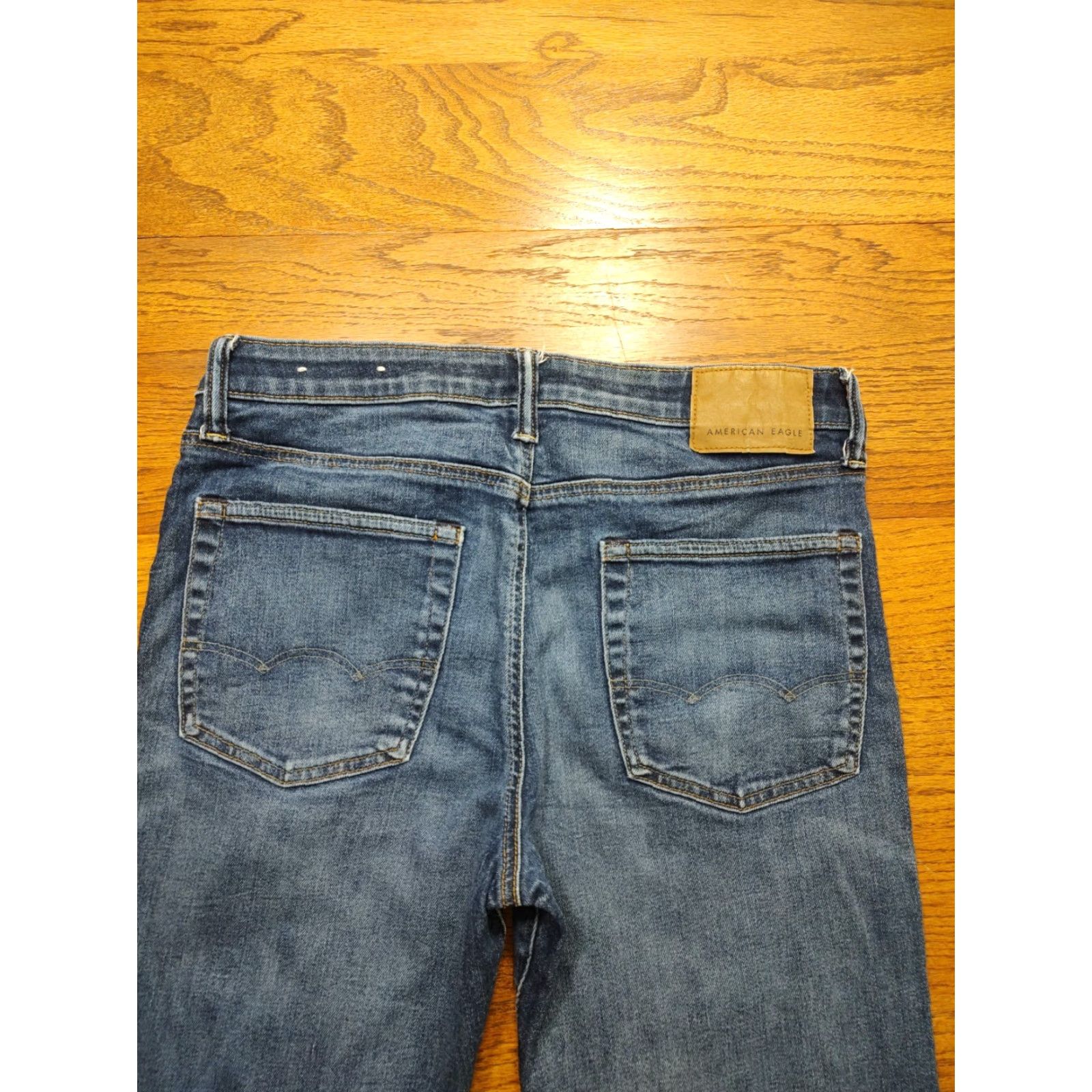 American Eagle Outfitters American Eagle Jeans Mens Relaxed Straight Distressed Denim Blue 33x32 Size US 33 - 3 Thumbnail