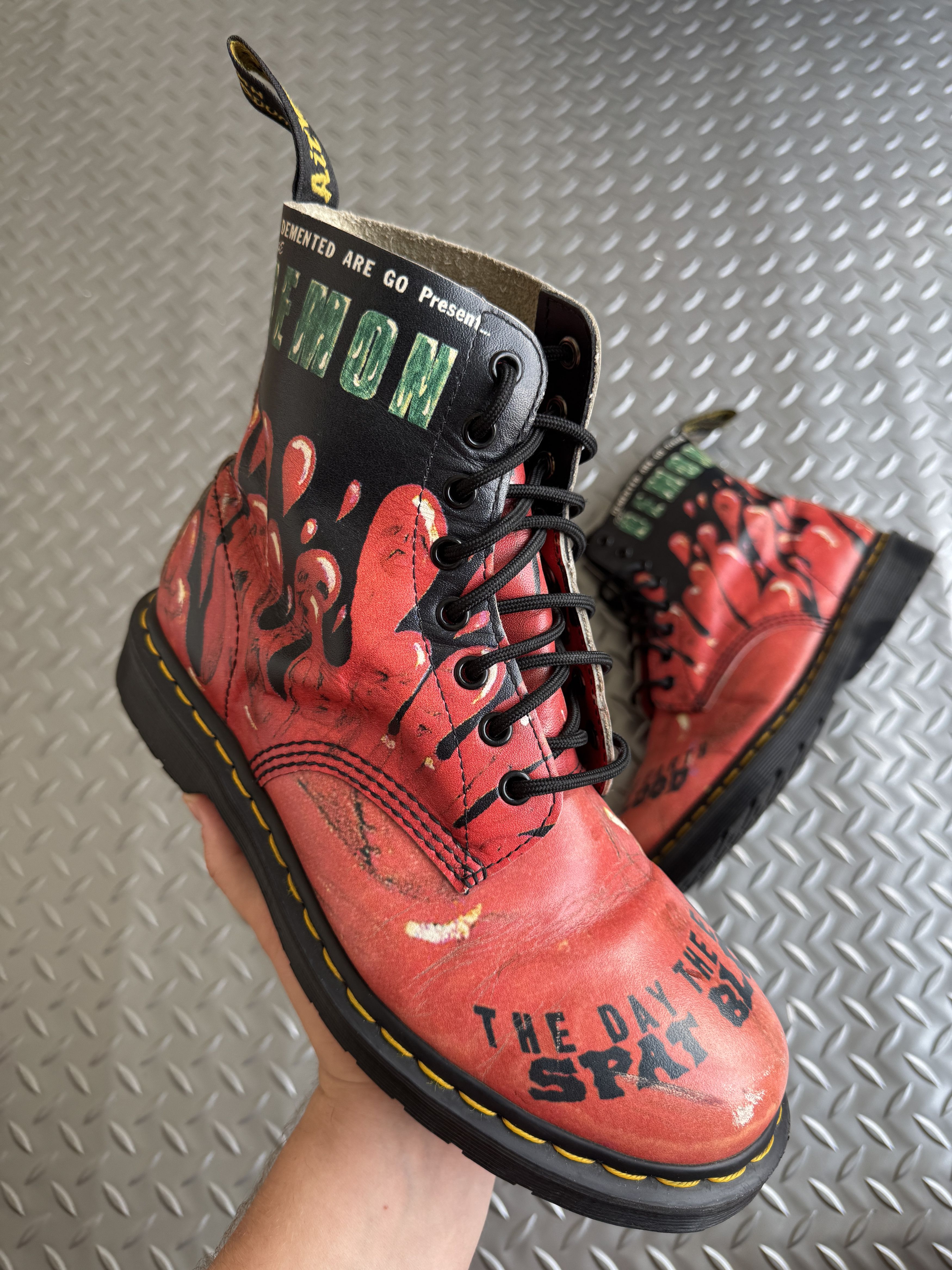 Dr. Martens Dr. Martens “Demented Are Go” 1460 Leather Boots Size US 8 / EU 41 - 3 Thumbnail