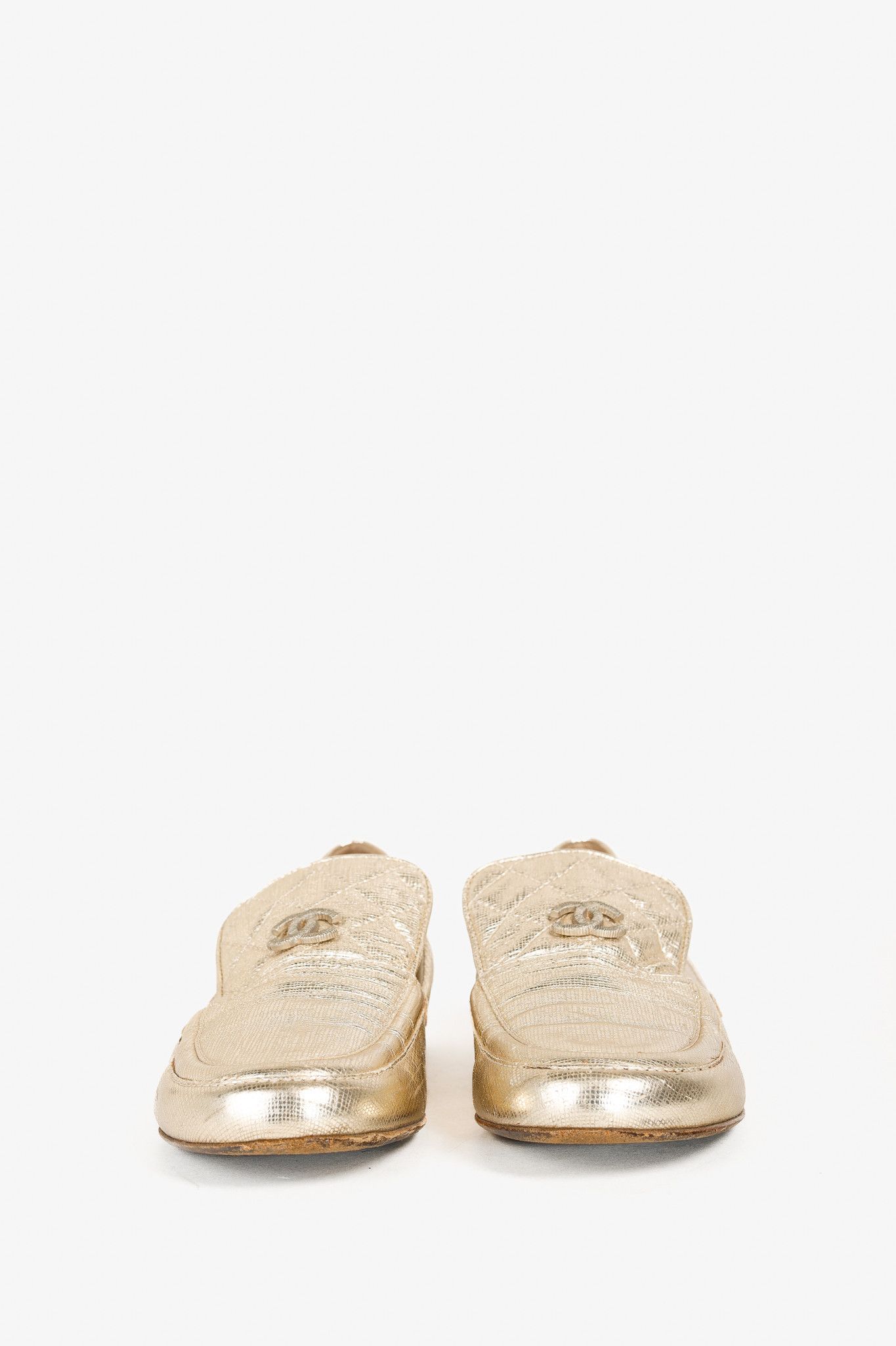 Chanel Chanel Gold CC Quilted Leather Loafers Size US 6 / IT 36 - 3 Thumbnail
