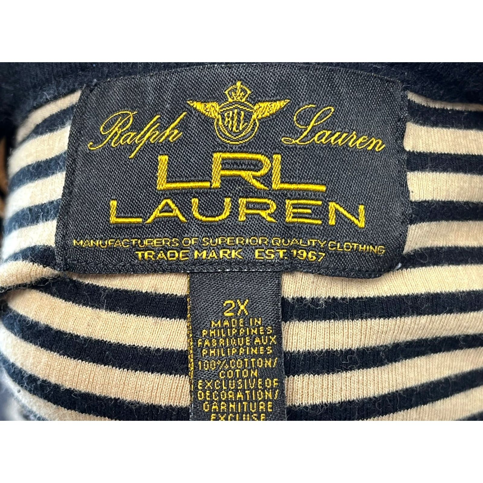 Ralph Lauren VINTAGE Ralph Lauren LRL Black Label Henley Shirt Plus Size 2X Black & Tan Ribbed Womens Size XXL / US 16-18 / IT 52-54 - 6 Thumbnail