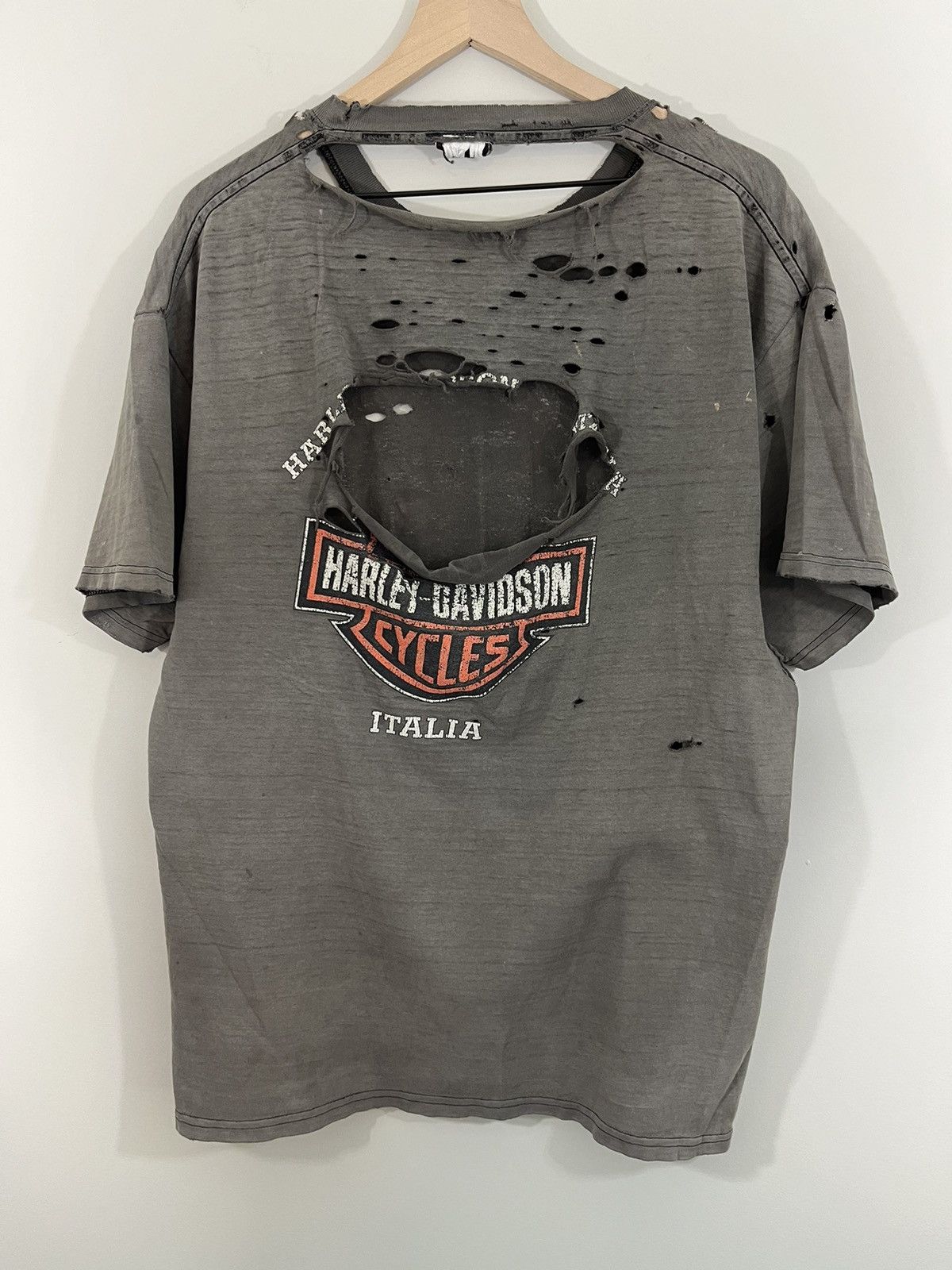 Harley Davidson Harley Davidson ITALIA Thrashed Sun Faded Moto Tee Size US L / EU 52-54 / 3 - 10 Thumbnail