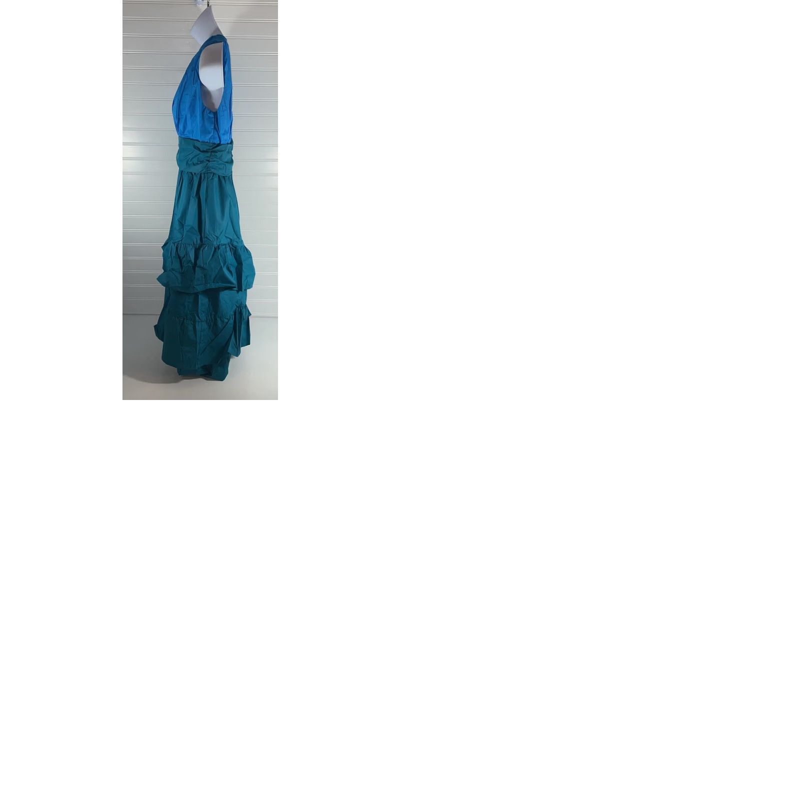 SHEIN Sleeveless Ruffle Midi Zipper Back Two Tone Light Blue Teal Dress New  - wpequipmentugltd.com
